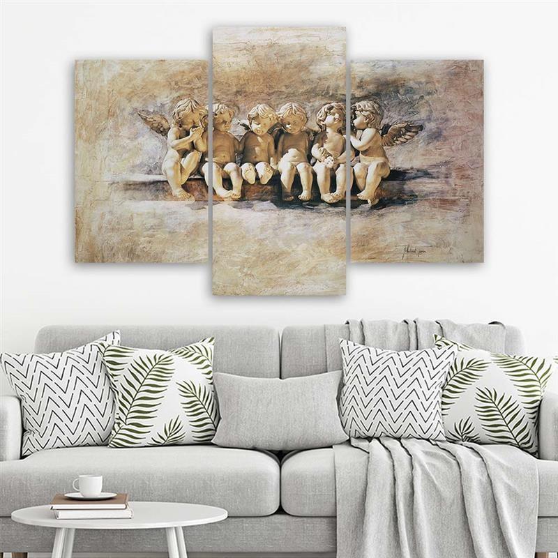 3-delige canvas engelbeige vintage
