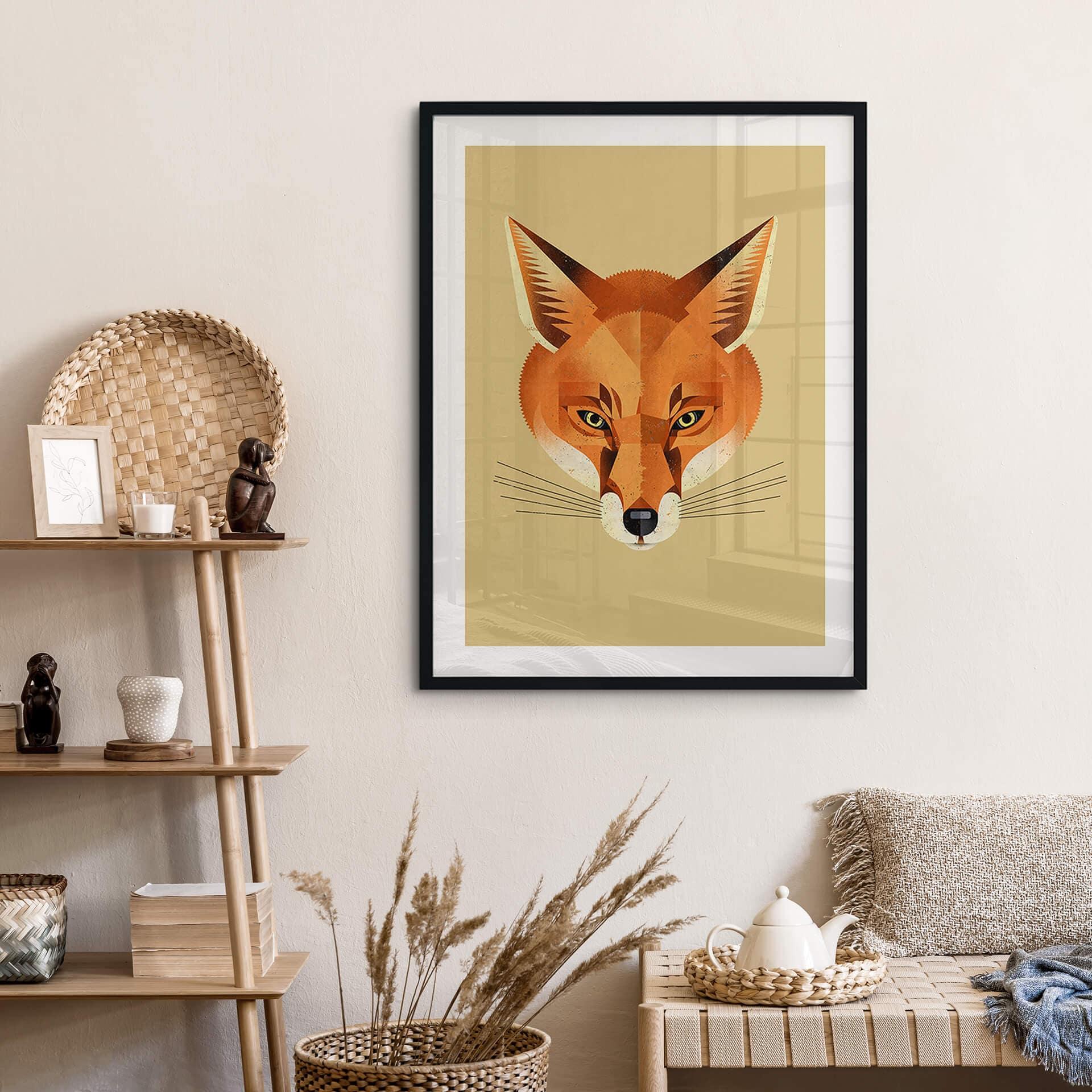 Poster mit Tier-Motiv - Fuchs - Braun