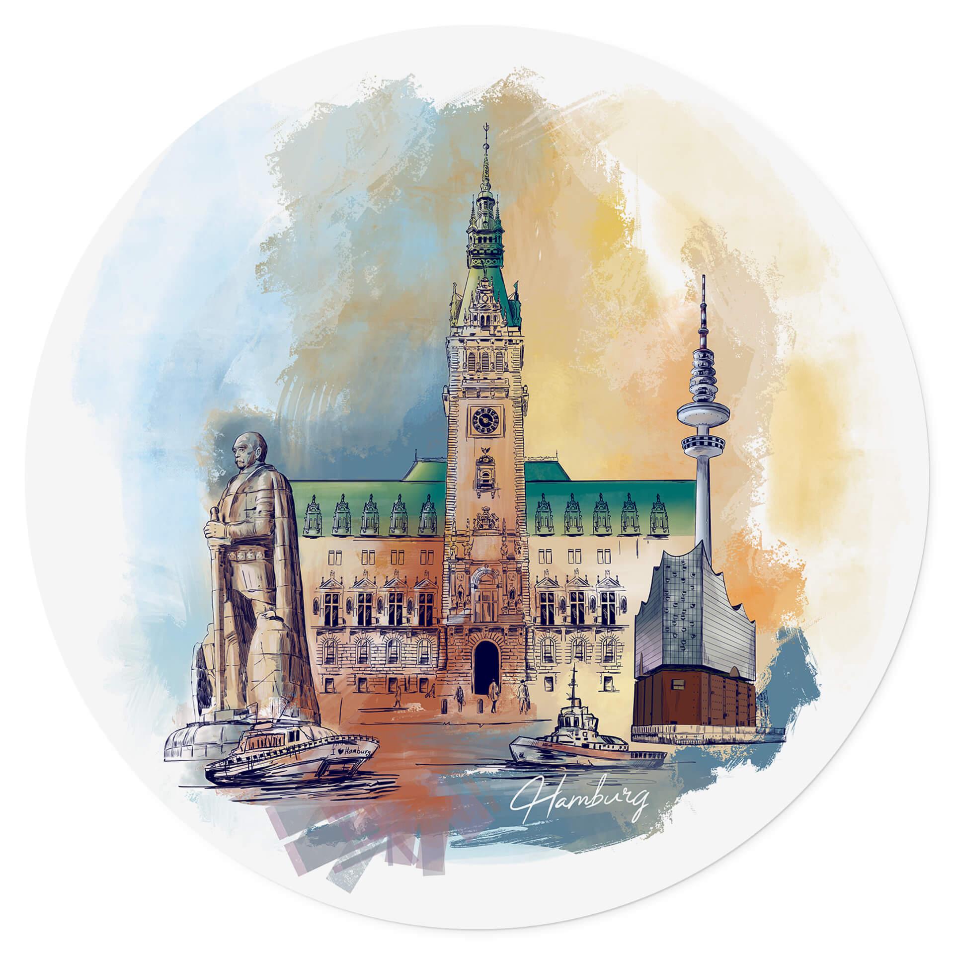Vinilo decorativo Hamburgo - Redondo - Love your City
