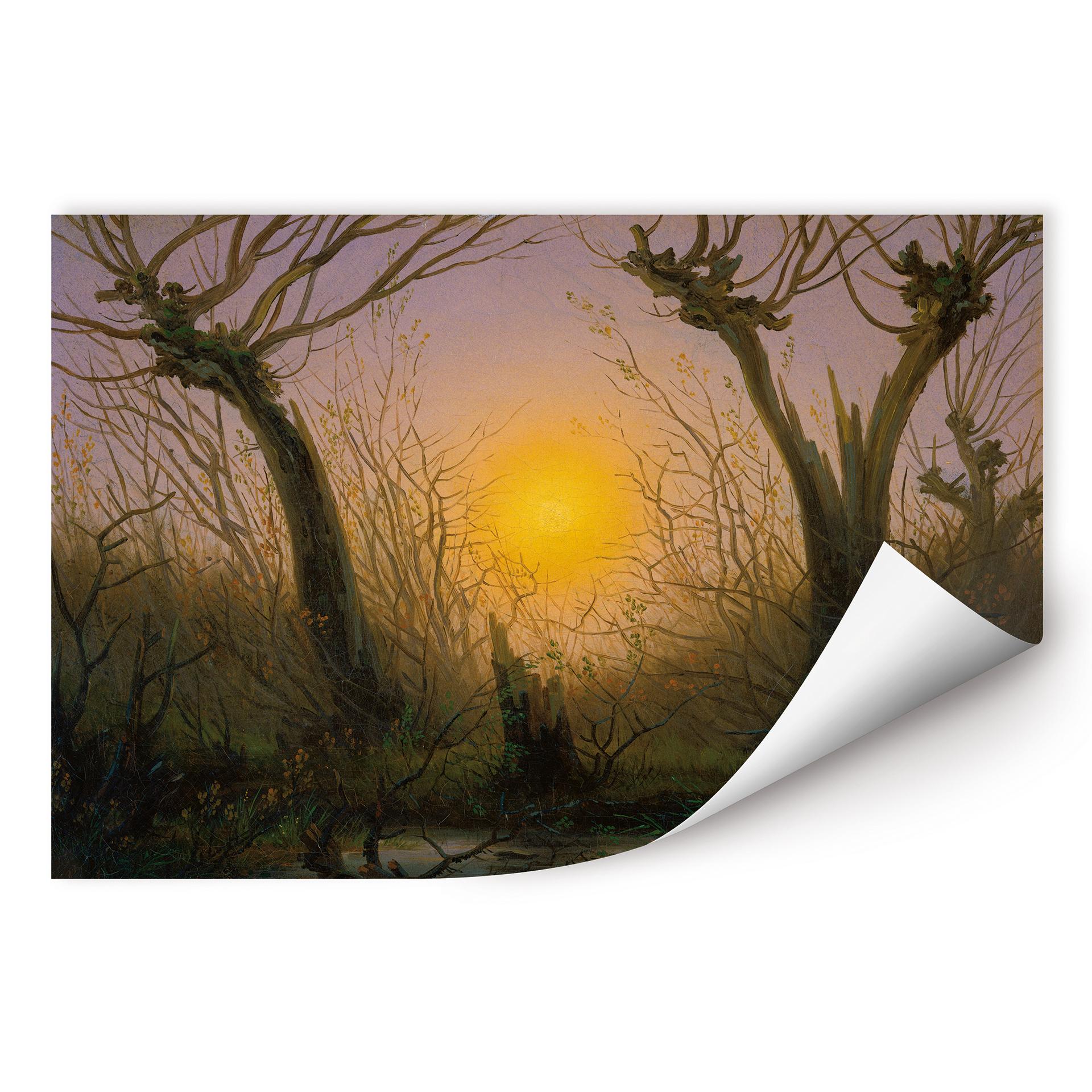 Wallprint Friedrich - Waldlandschaft bei tiefstehender Sonne