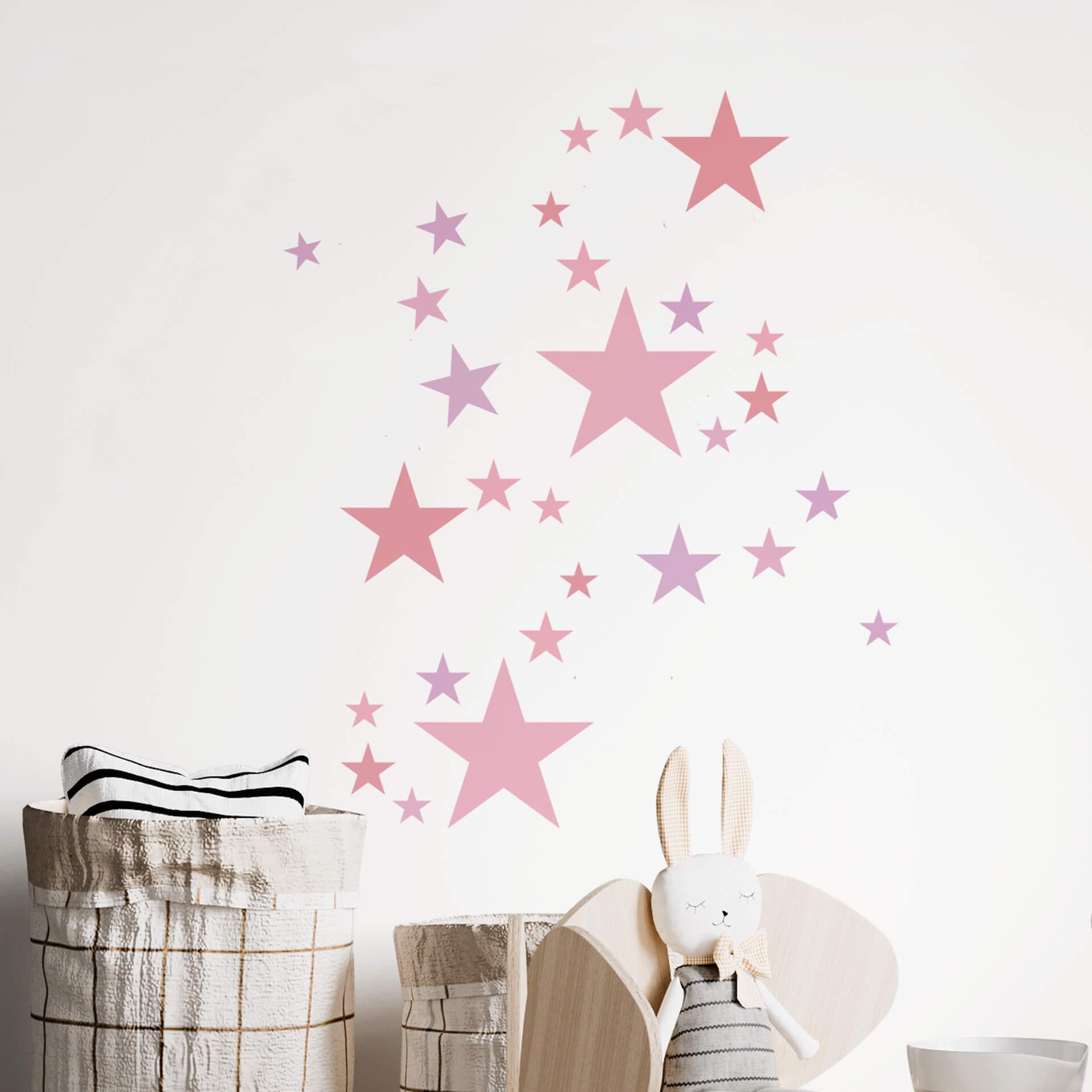 Sticker mural - Set d'étoiles rose pastel