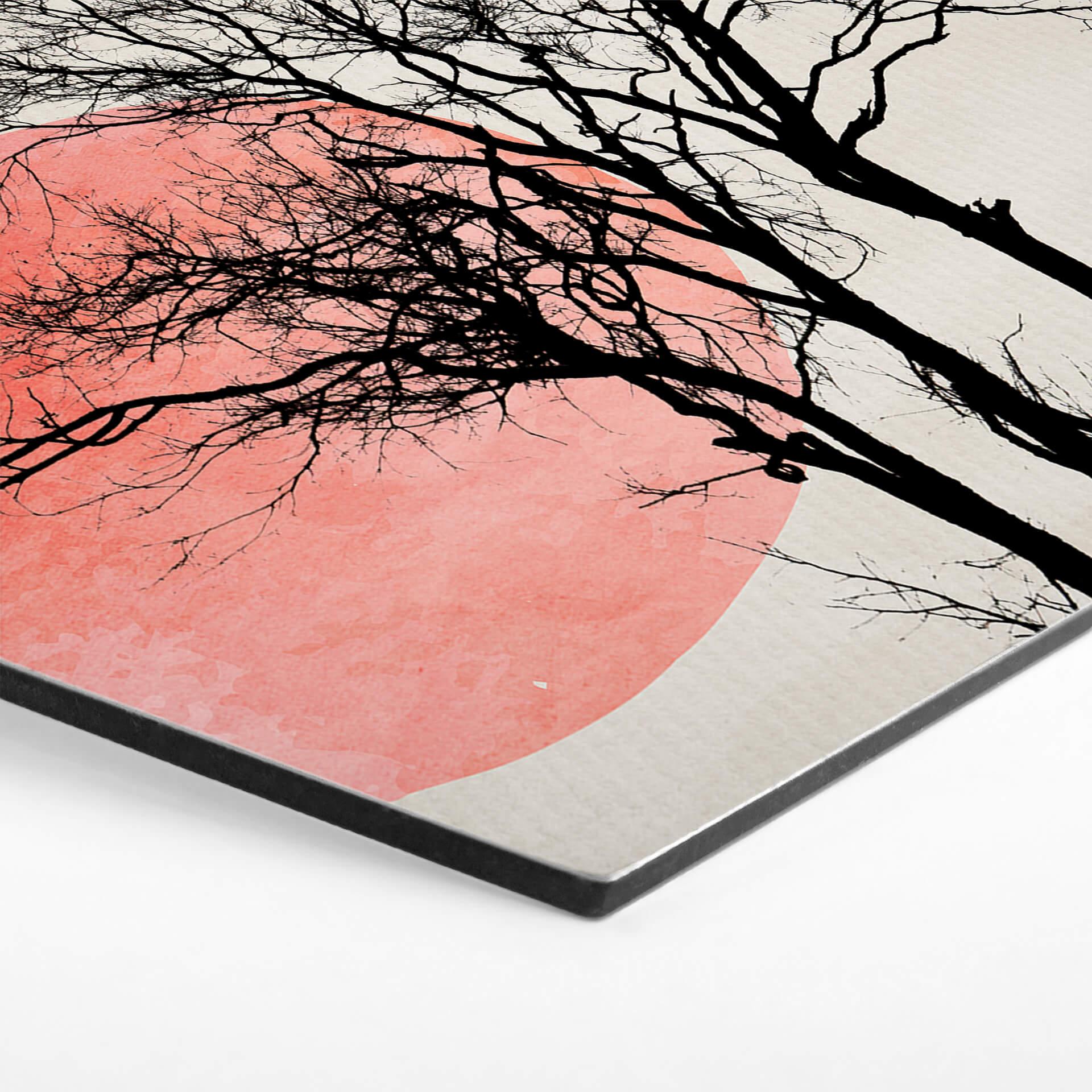 Hexagon Alu-Dibond - Kubistika - Sun & Moon behind the trees