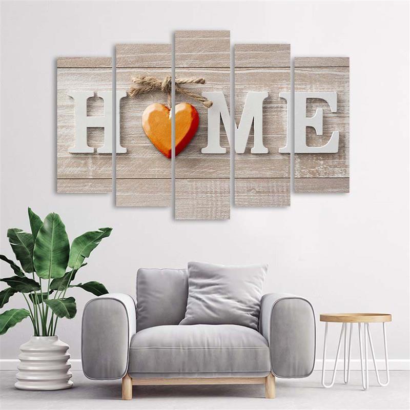 5-delige canvas print Home Heart Wood Shabby