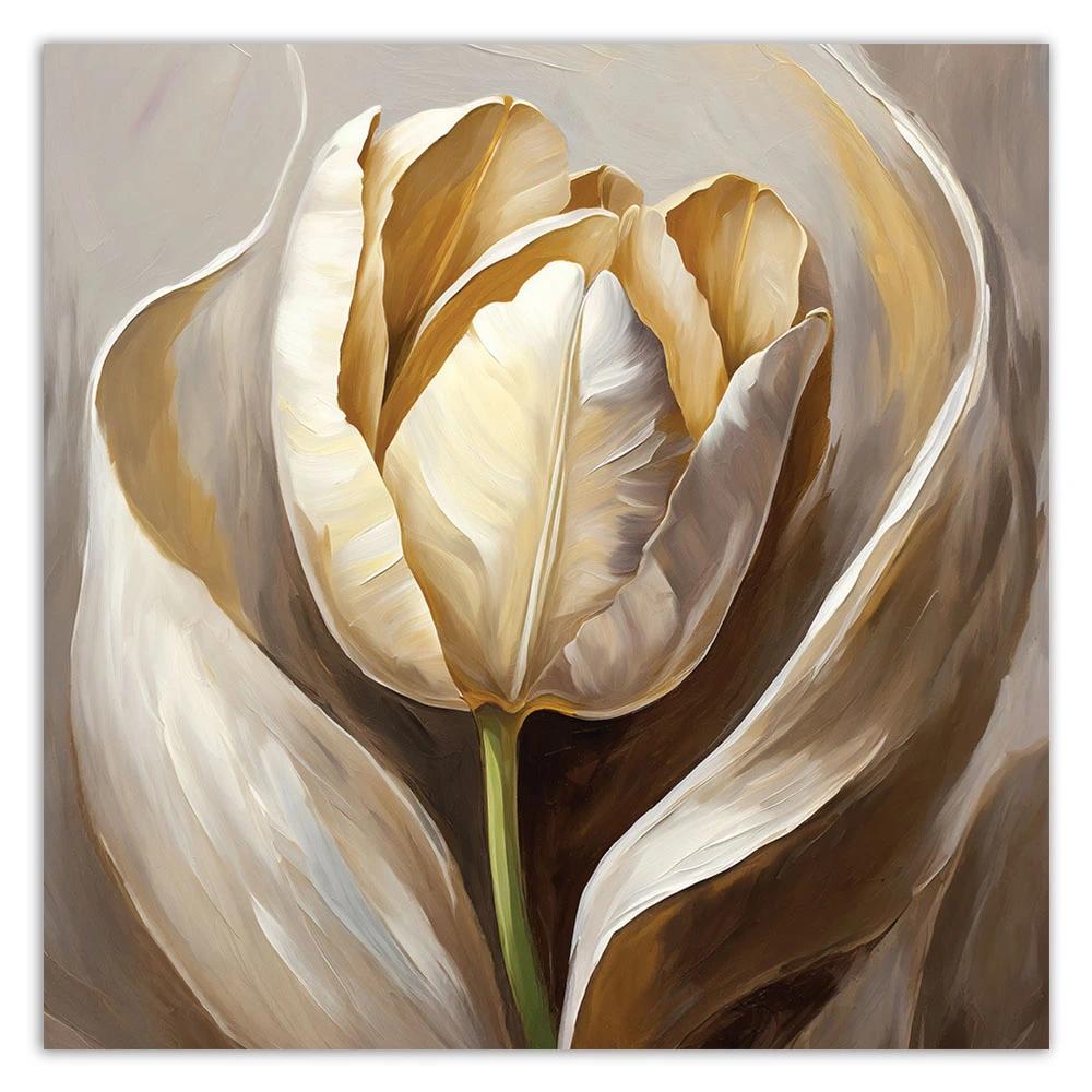 Canvasbillede, tulipanblomster som om de var håndmalede