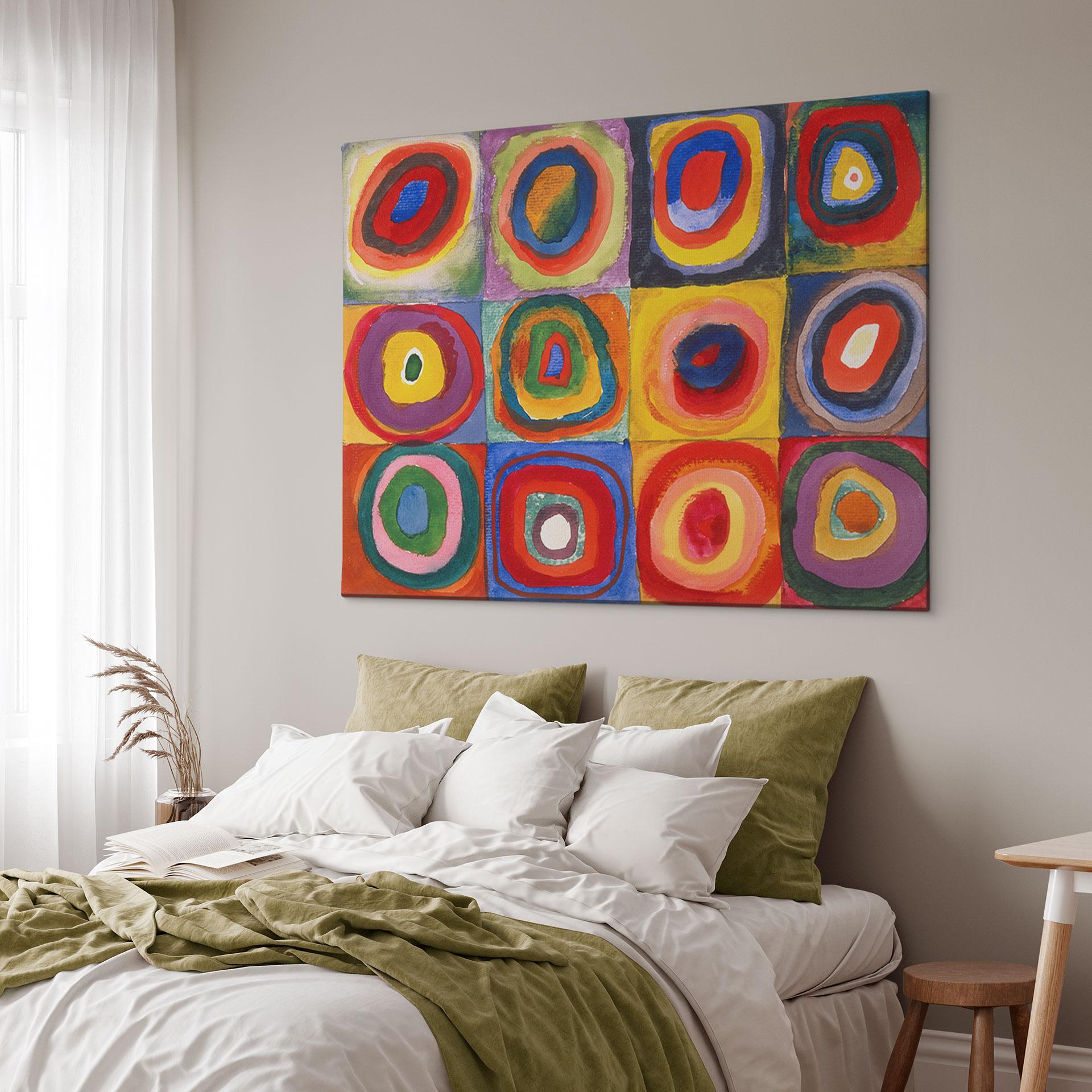 Wandbild Kandinsky - Farbstudie Quadrate und konzentrische Ringe - Alu-Dibond