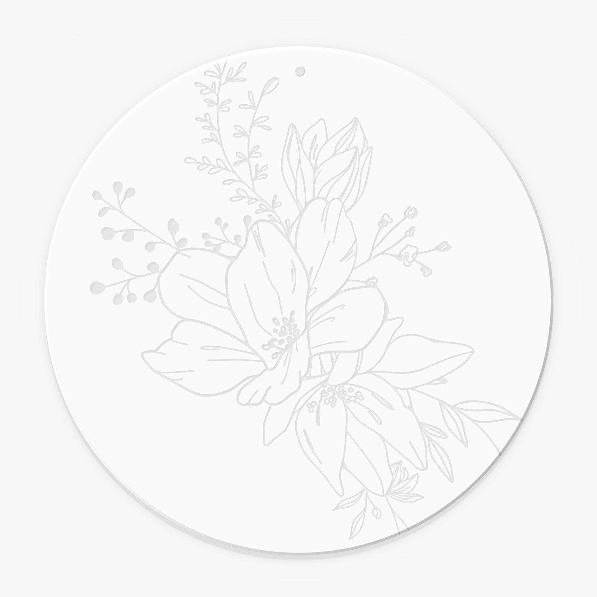 Akrylbillede, vinduesbillede til ophængning Elegant blomsterpragt - Magnolier - Rund