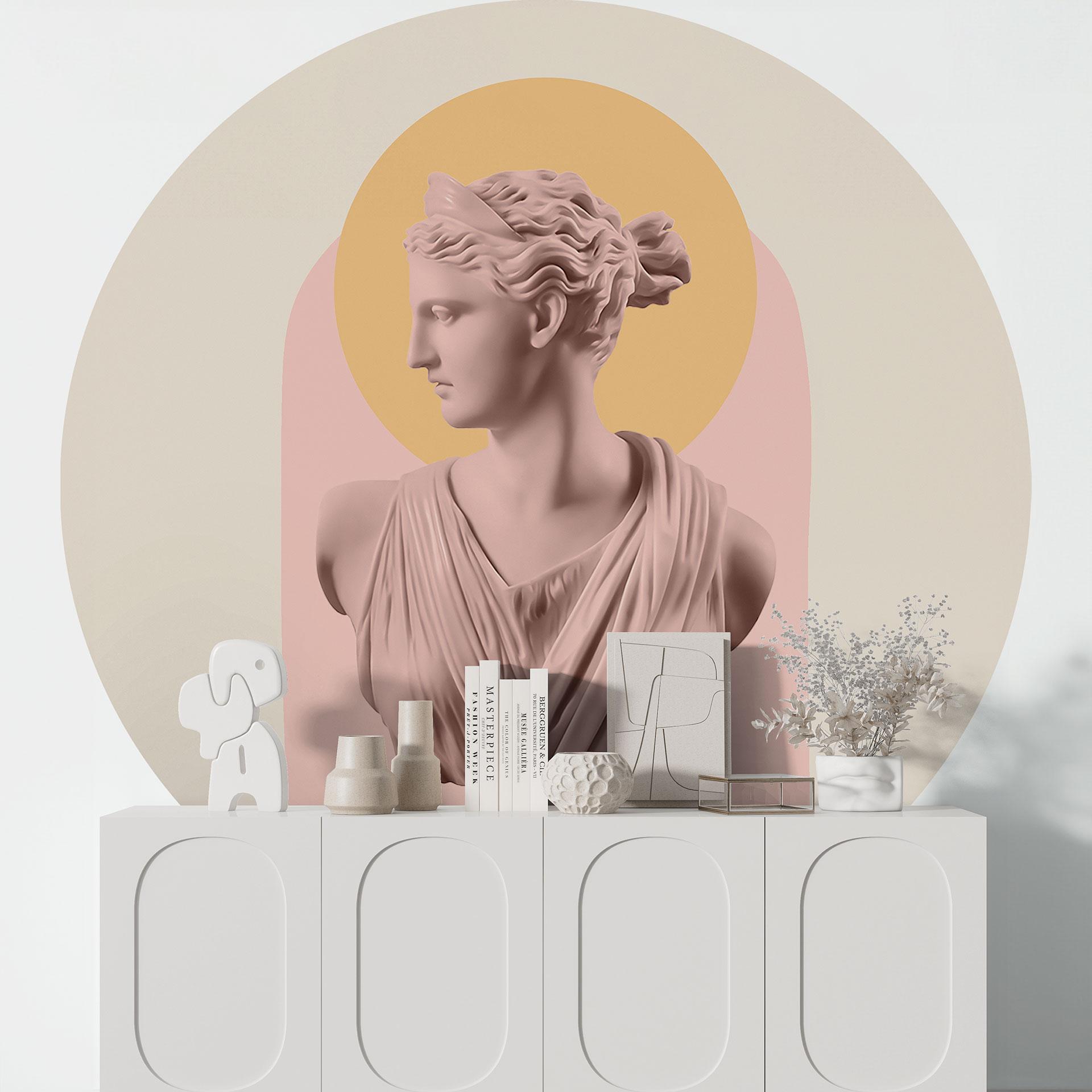 Tapet cirkel Statue af gudinden Artemis - Grace Digital Art - vliesetapet/selvklæbende non-woven tap