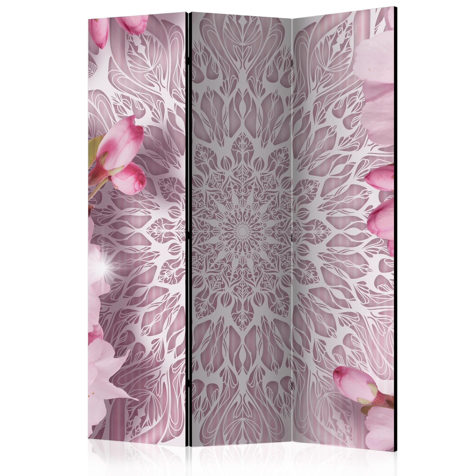Screen room divider - Mandala i pastelfarver, 3-delt - 135x172 cm