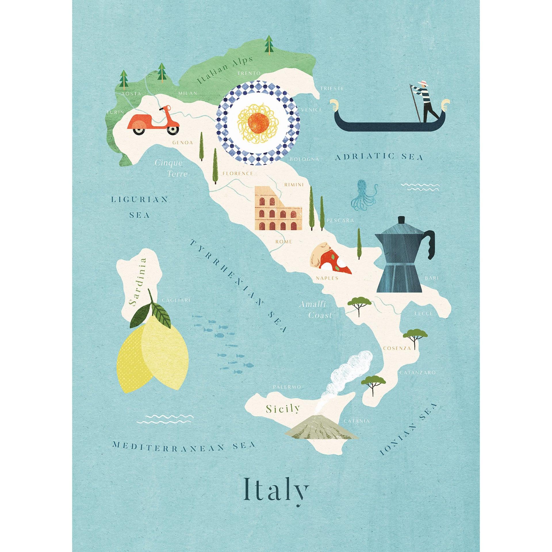 Fotobehang Kaart van Italië - Rivers