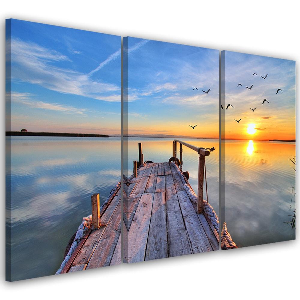 3 stykke lærredstryk, Sunset Jetty Lake