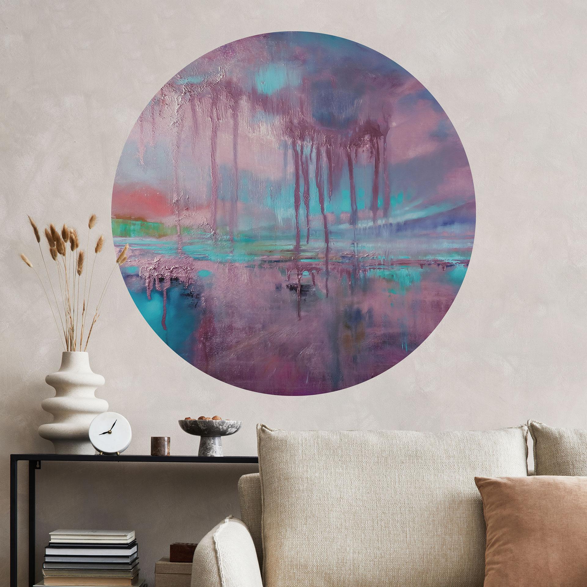 Violet regn over blå tåge Wallsticker - Schmucker - Round