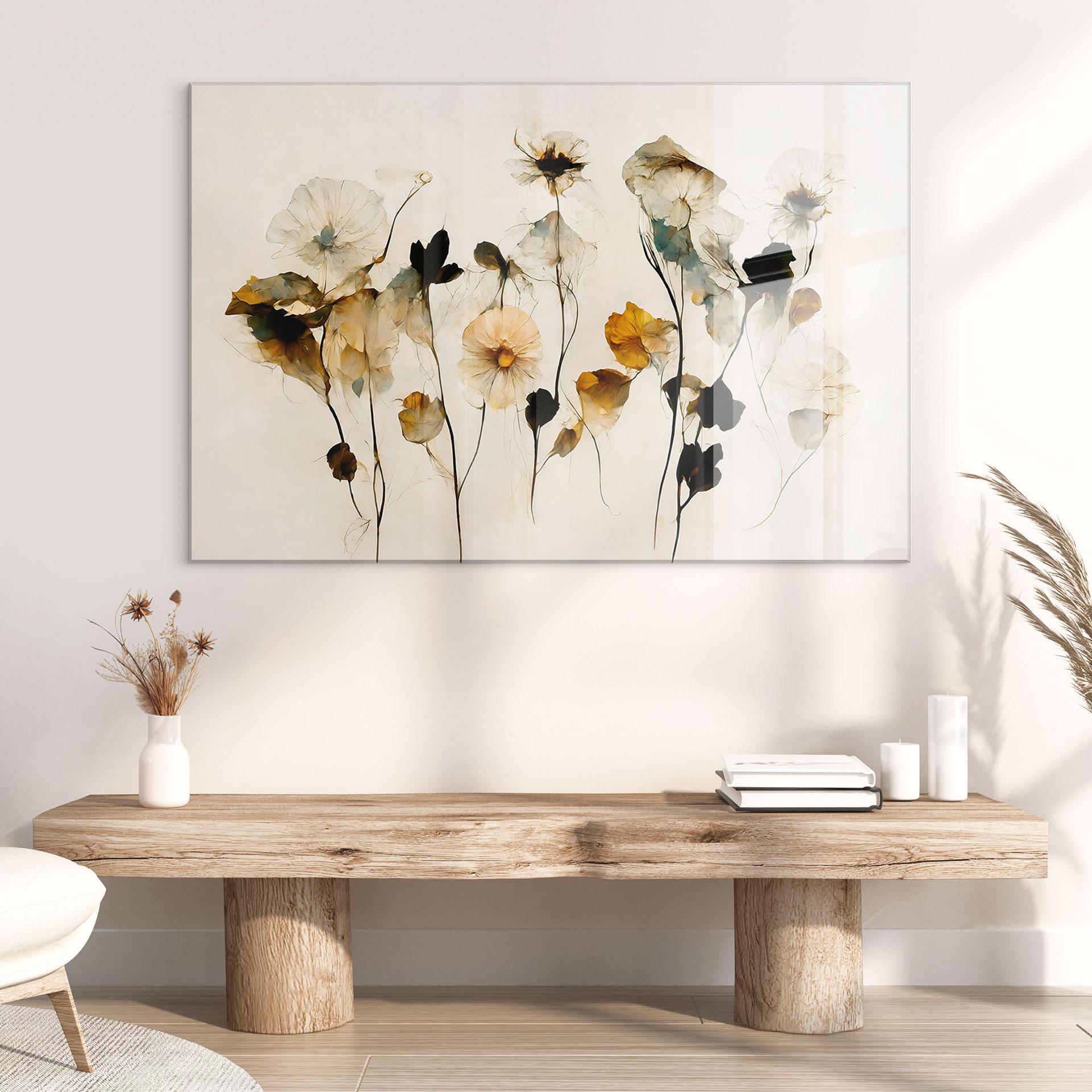 Akrylbillede Fine tørrede blomster i naturlige nuancer - Treechild