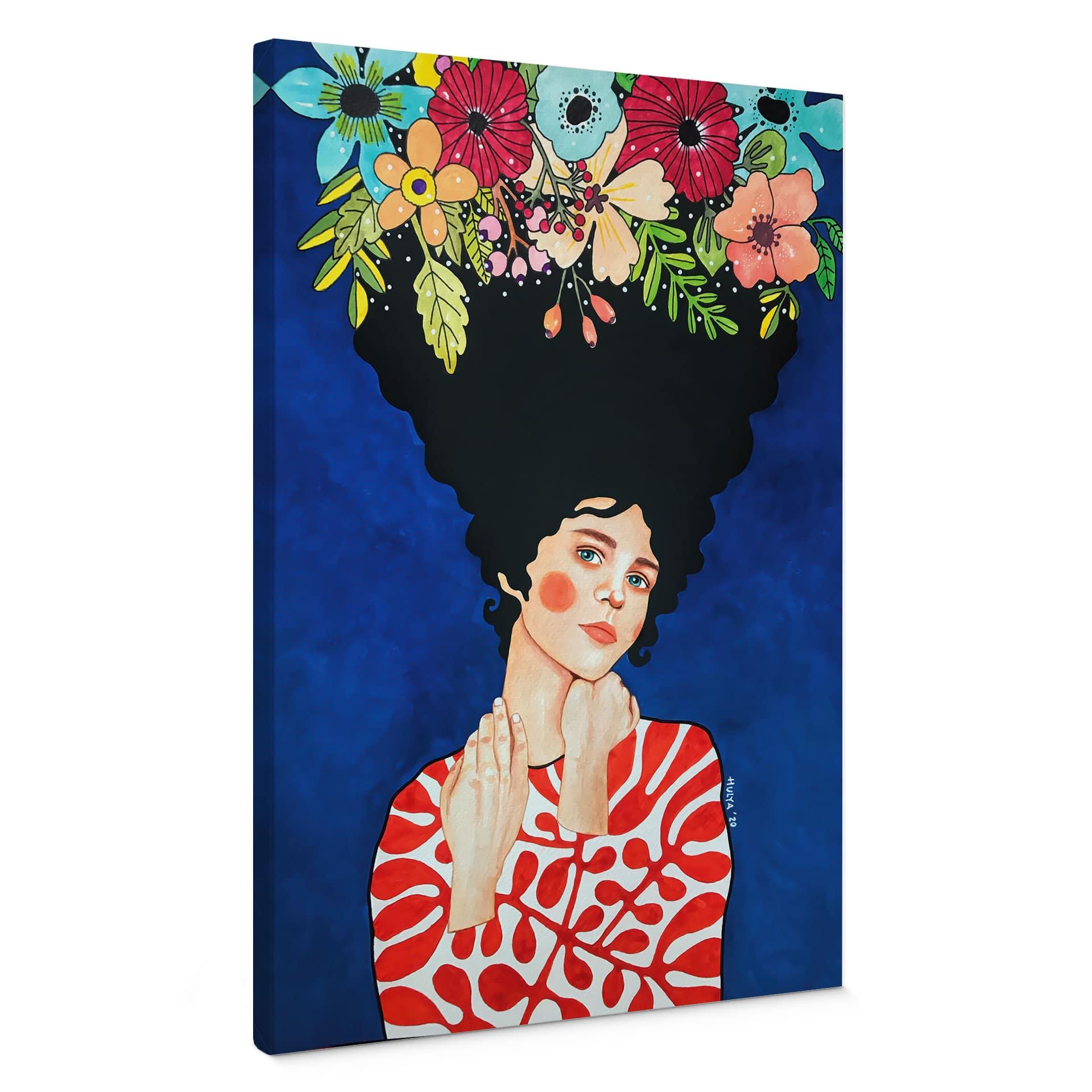 Canvasbillede Kvinde med blomster i håret - Hülya