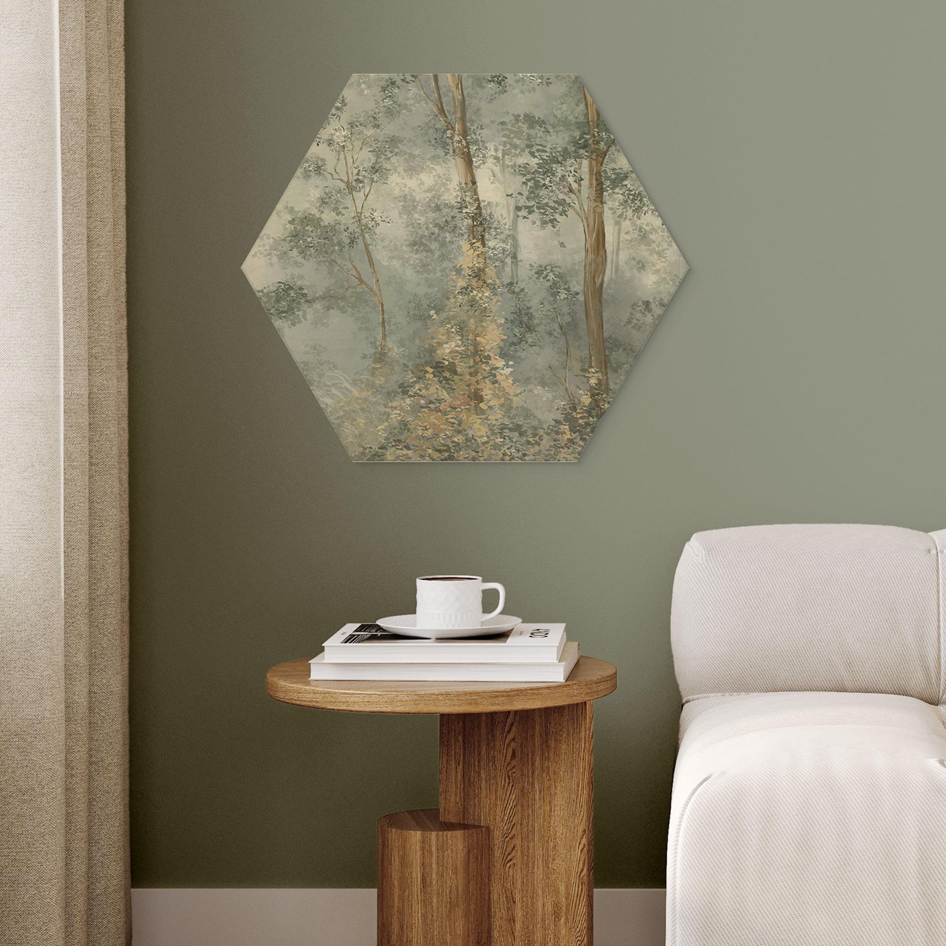 Hexagon Holzbild Verwunschener Wald - Ms Tiff