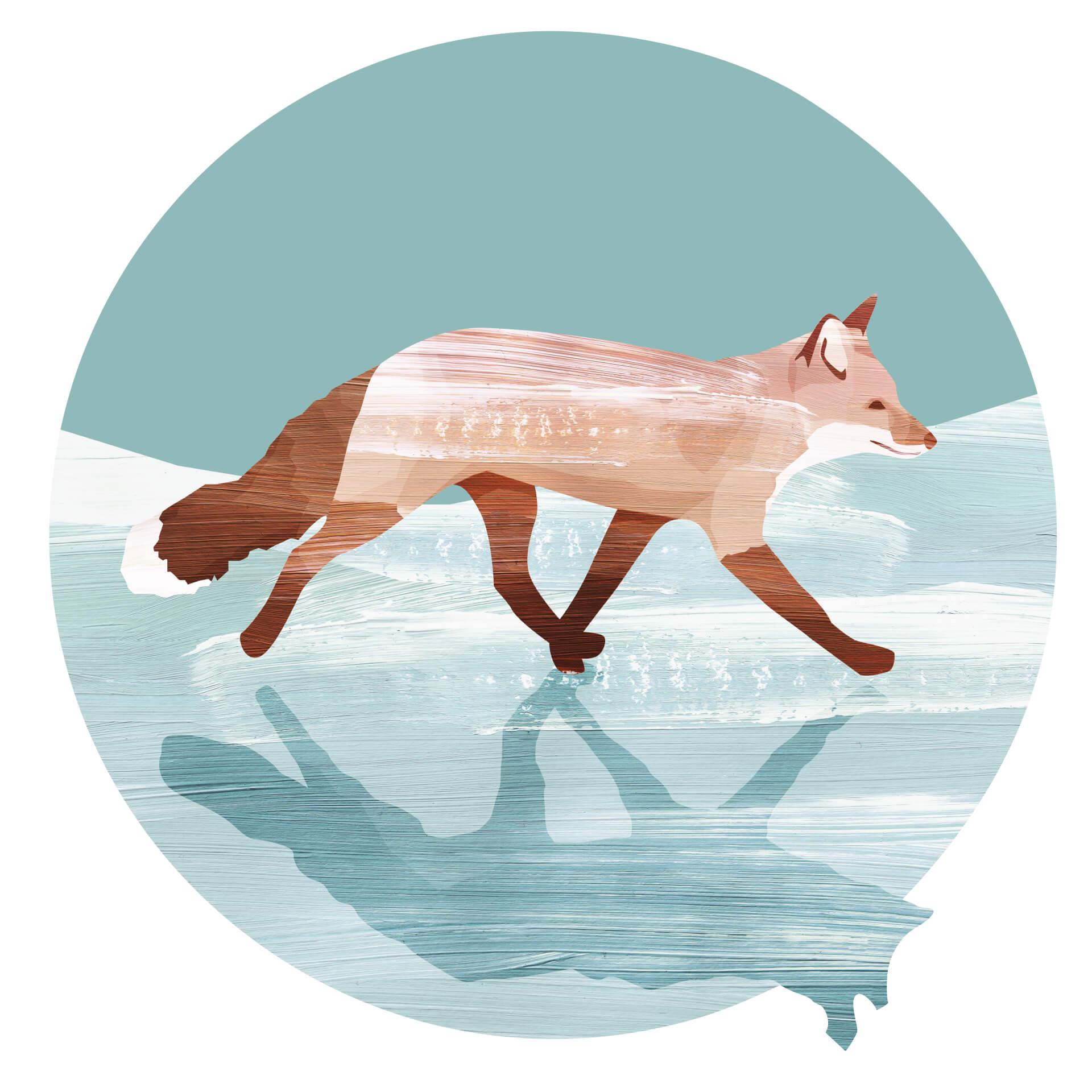 Wandtattoo Goed Blauw - Fuchs im Schnee