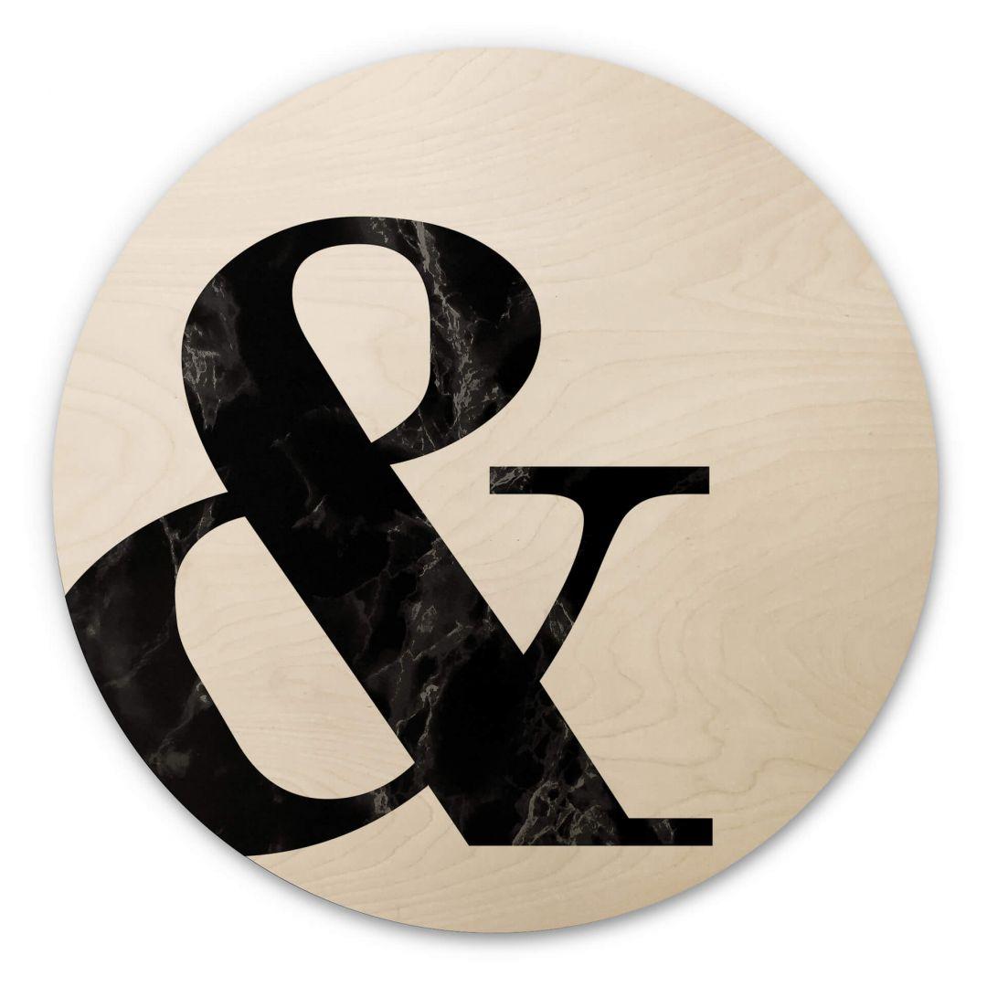 Billede af træ Sort marmor Ampersand - Rund