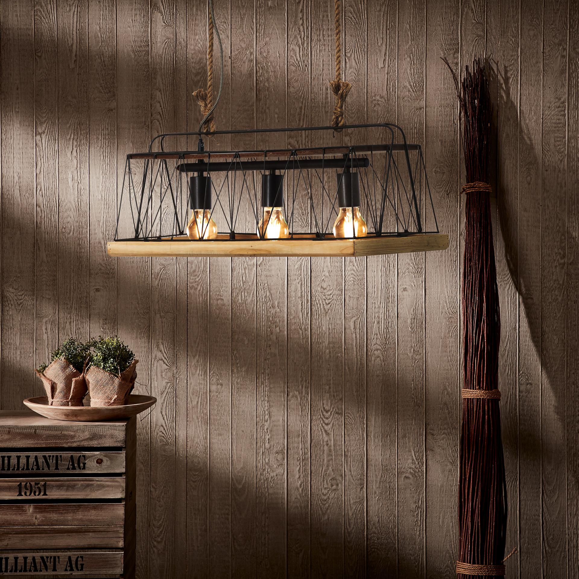 Pendelleuchte Lorenz, braun, 110 x 59 cm, Holz Pendelleuchte