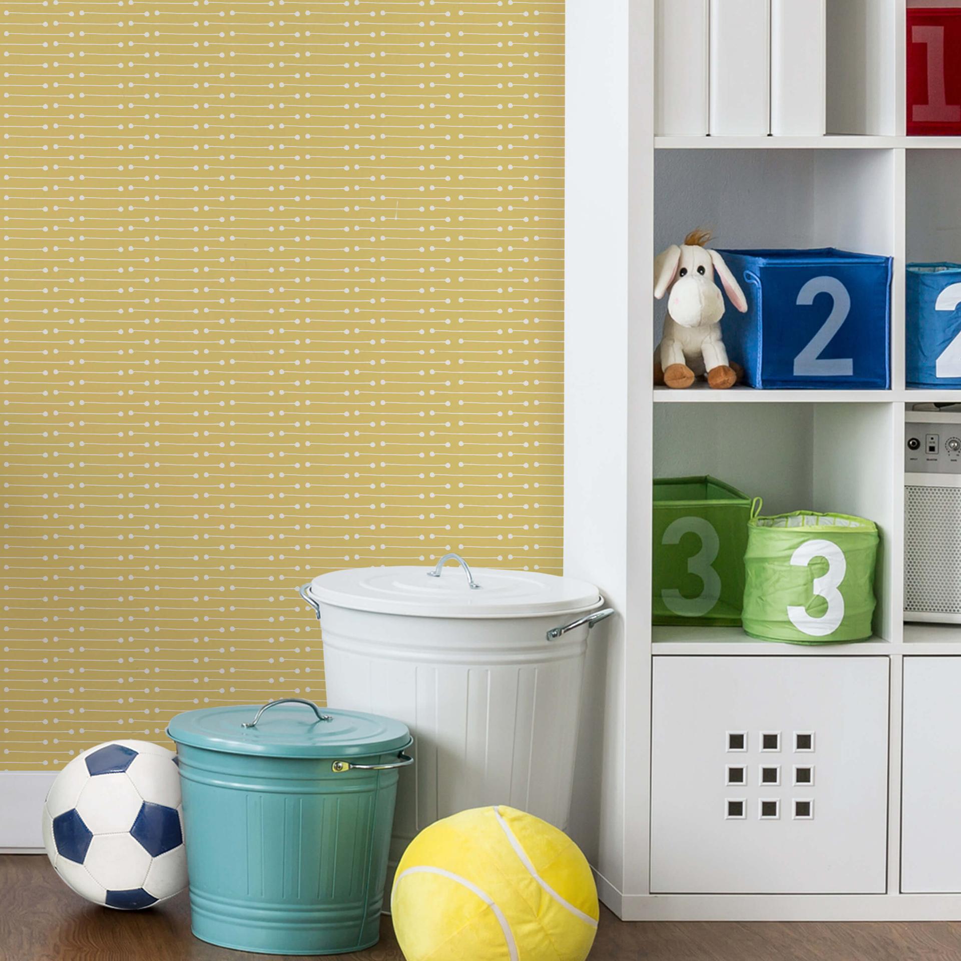 Patroonbehang Stripes & Dots (geel)