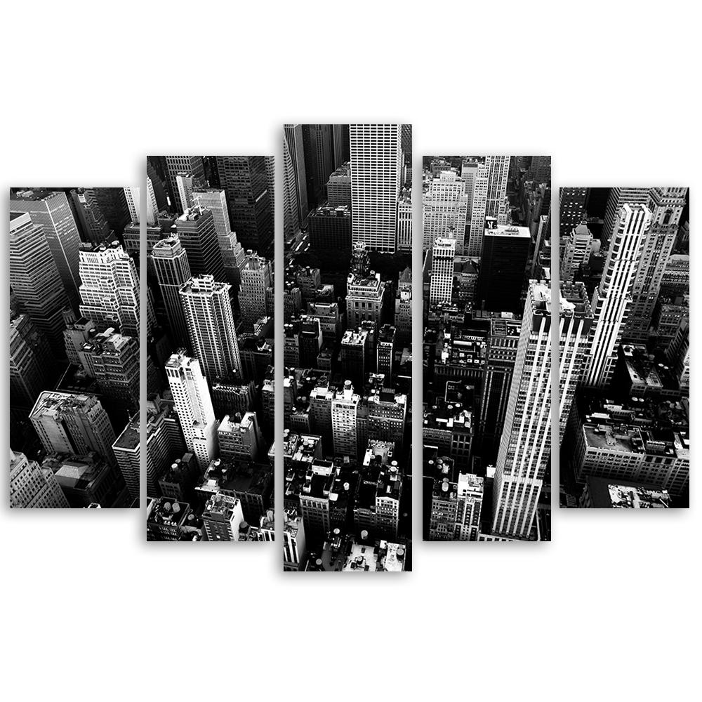 5-delige canvasprint, New York City zwart-wit VS