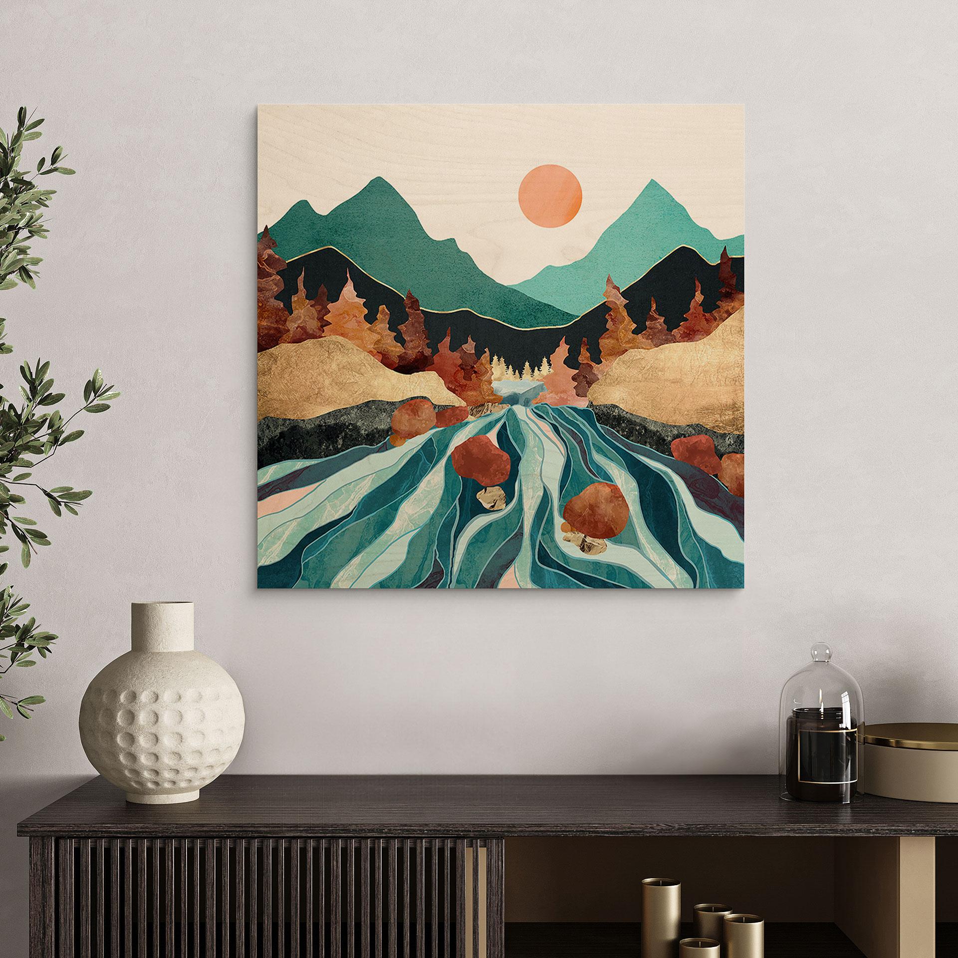 Billede af træ bjerg land flod - SpaceFrog Designs