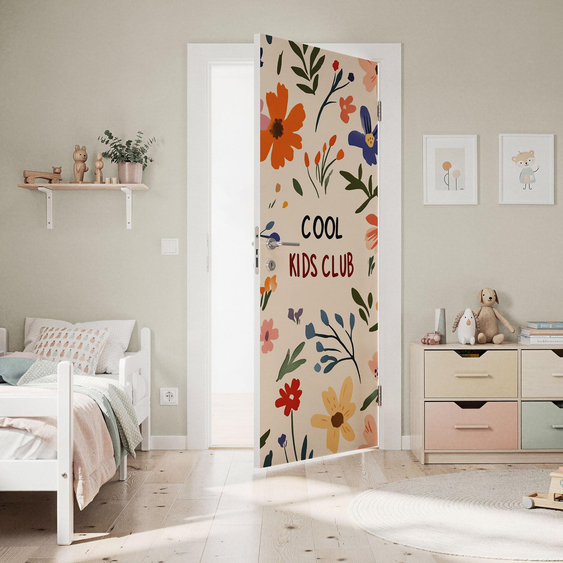 Lámina para puerta de habitación infantil - Cool Kids Club Flores de colores - Treechild
