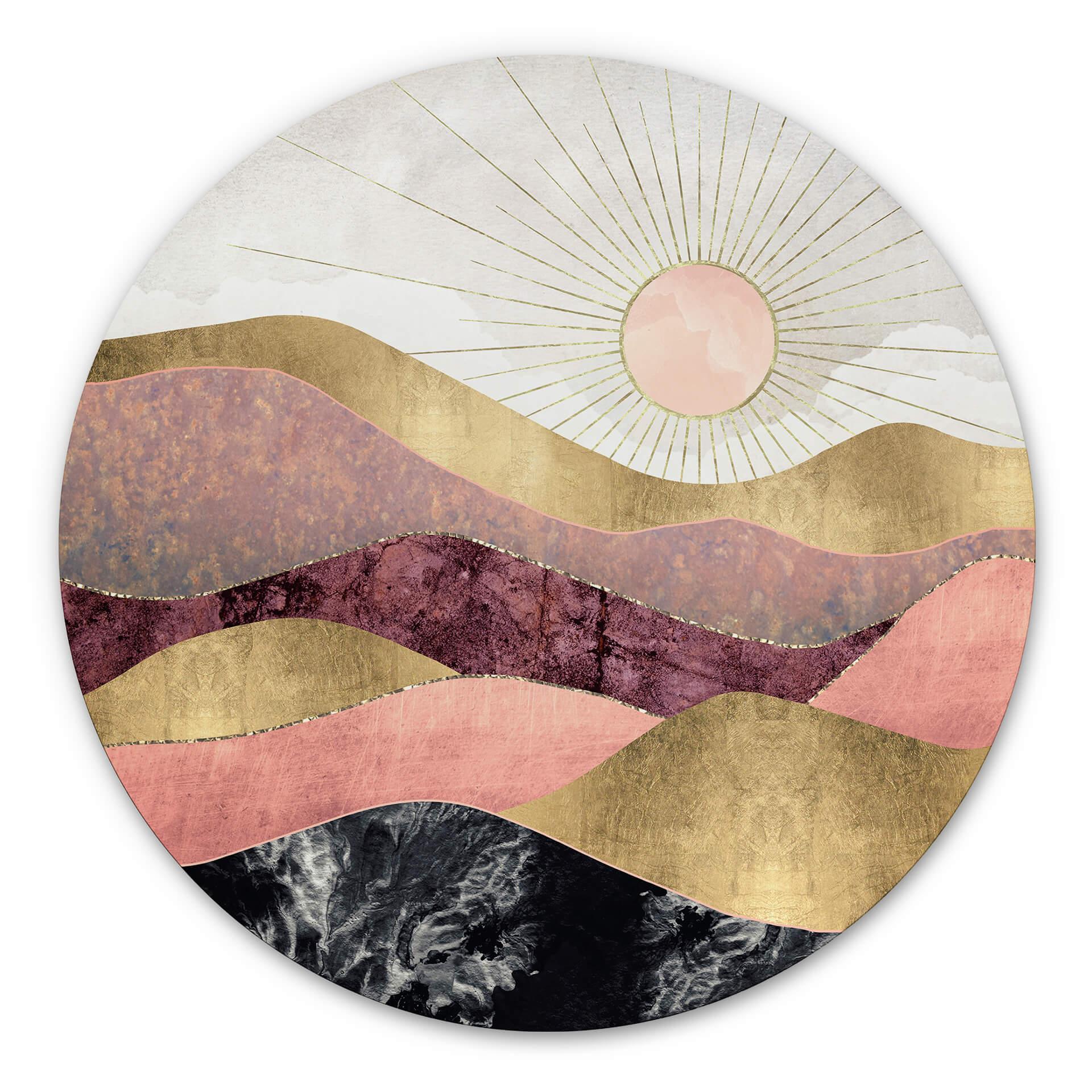 Tableau sur alu-Dibond rond SpaceFrog Designs - soleil rose