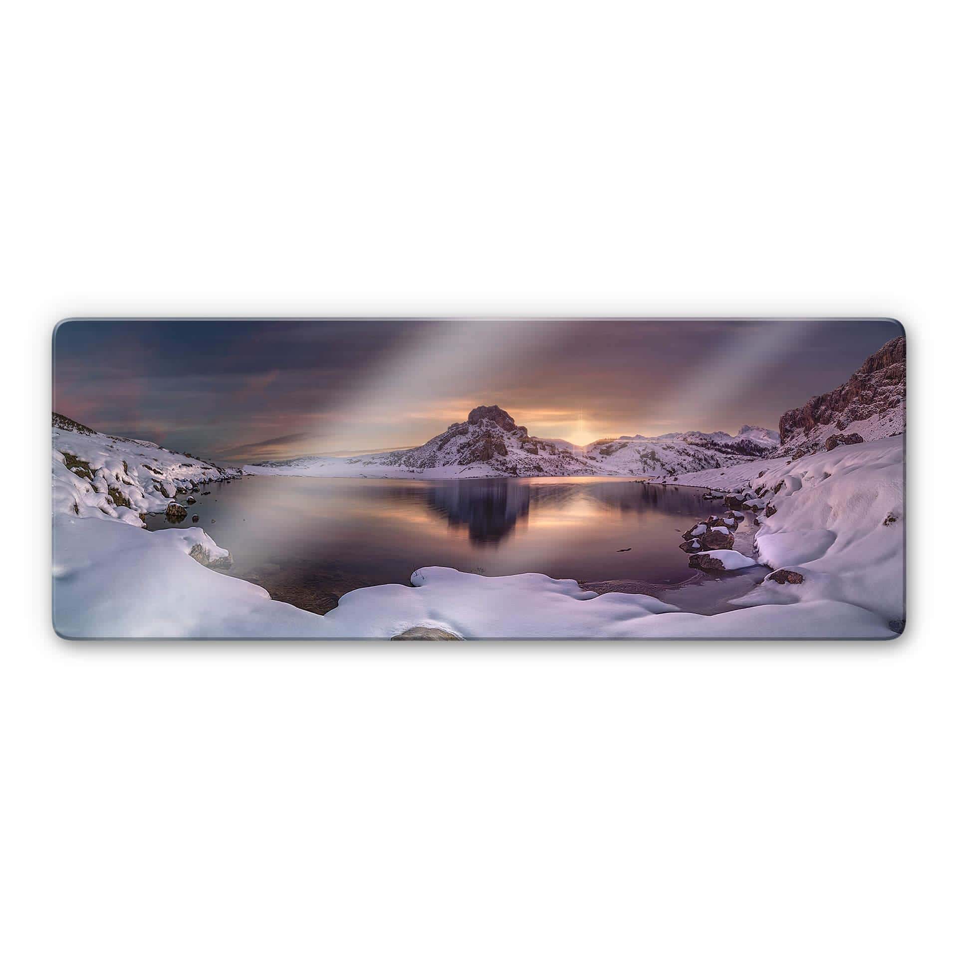 Glasschilderij Cuadrado - Golden Pond - panorama