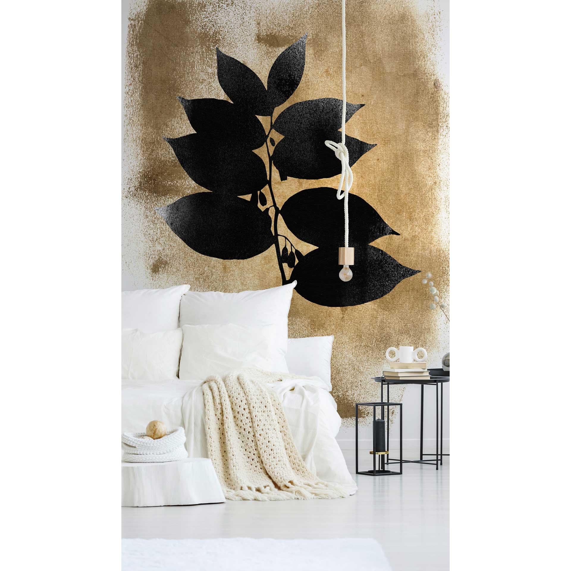 Livingwalls Fotobehang ARTist Kubistika - Dark Leafs