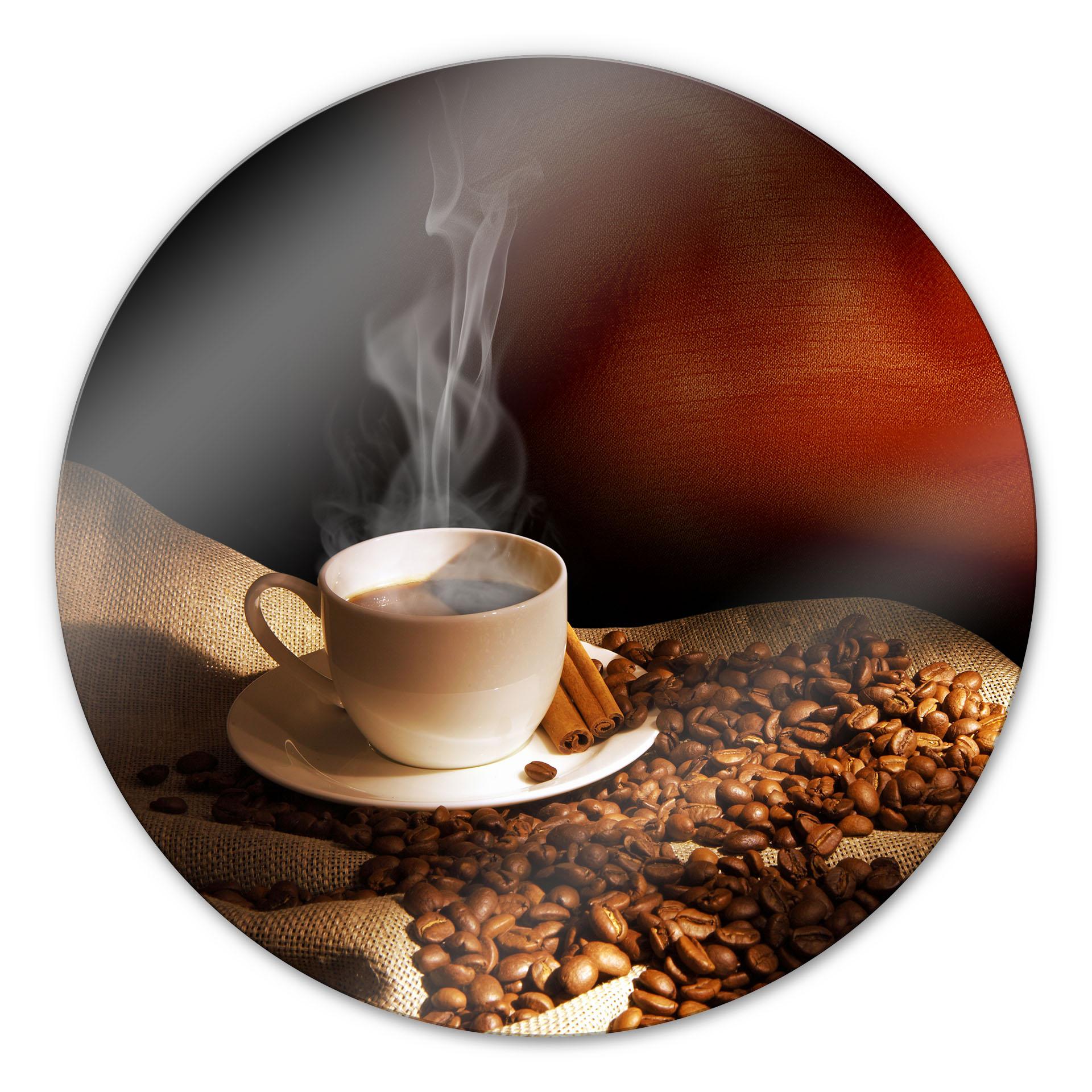 Glasbillede - Kaffe 3 rund