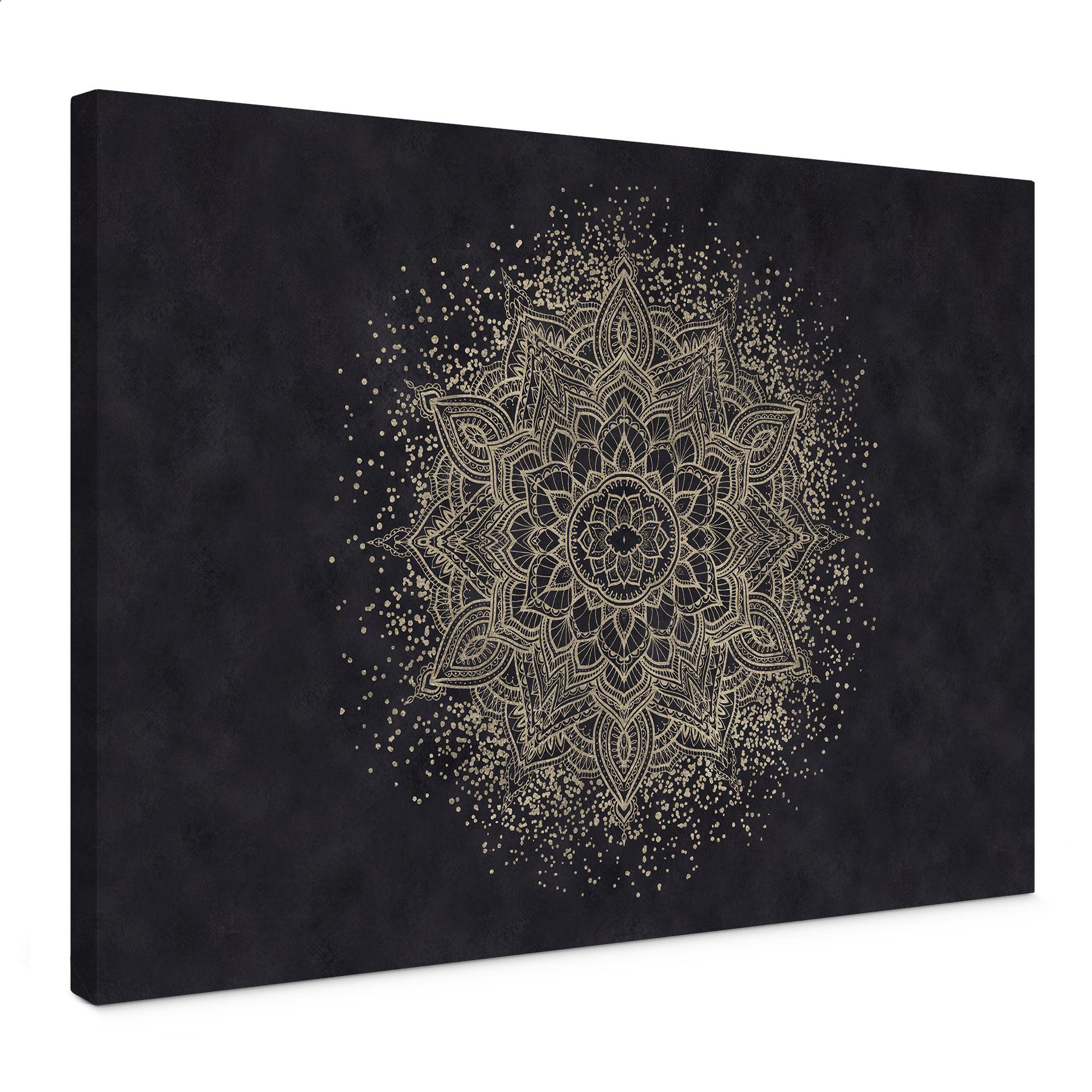 Canvasbillede Elegant mandala i sort og guld - Bloomery Decor
