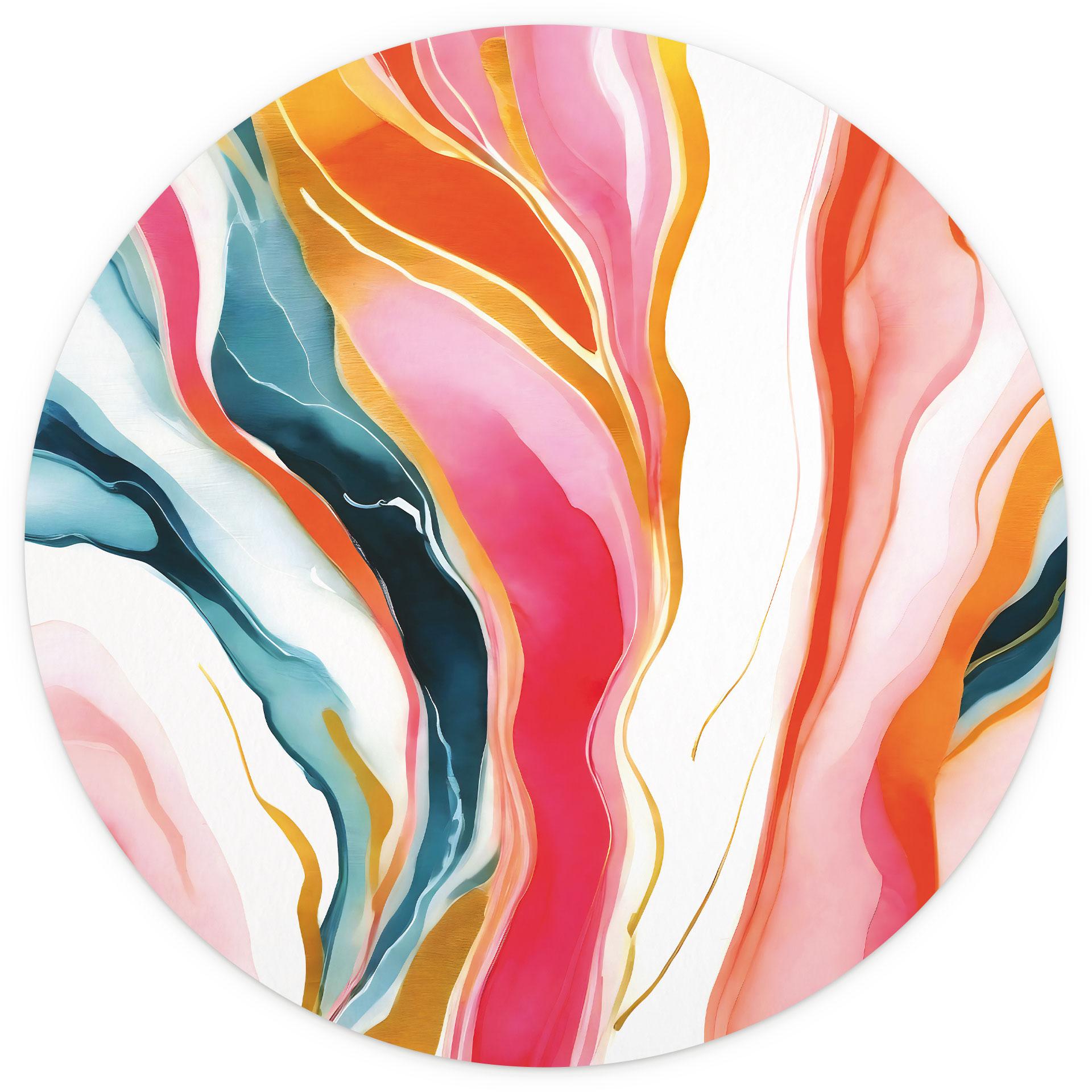 Behangcirkel Kleurrijk gemarmerd abstract - Gokhale - vliesbehang/zelfklevend vliesbehang