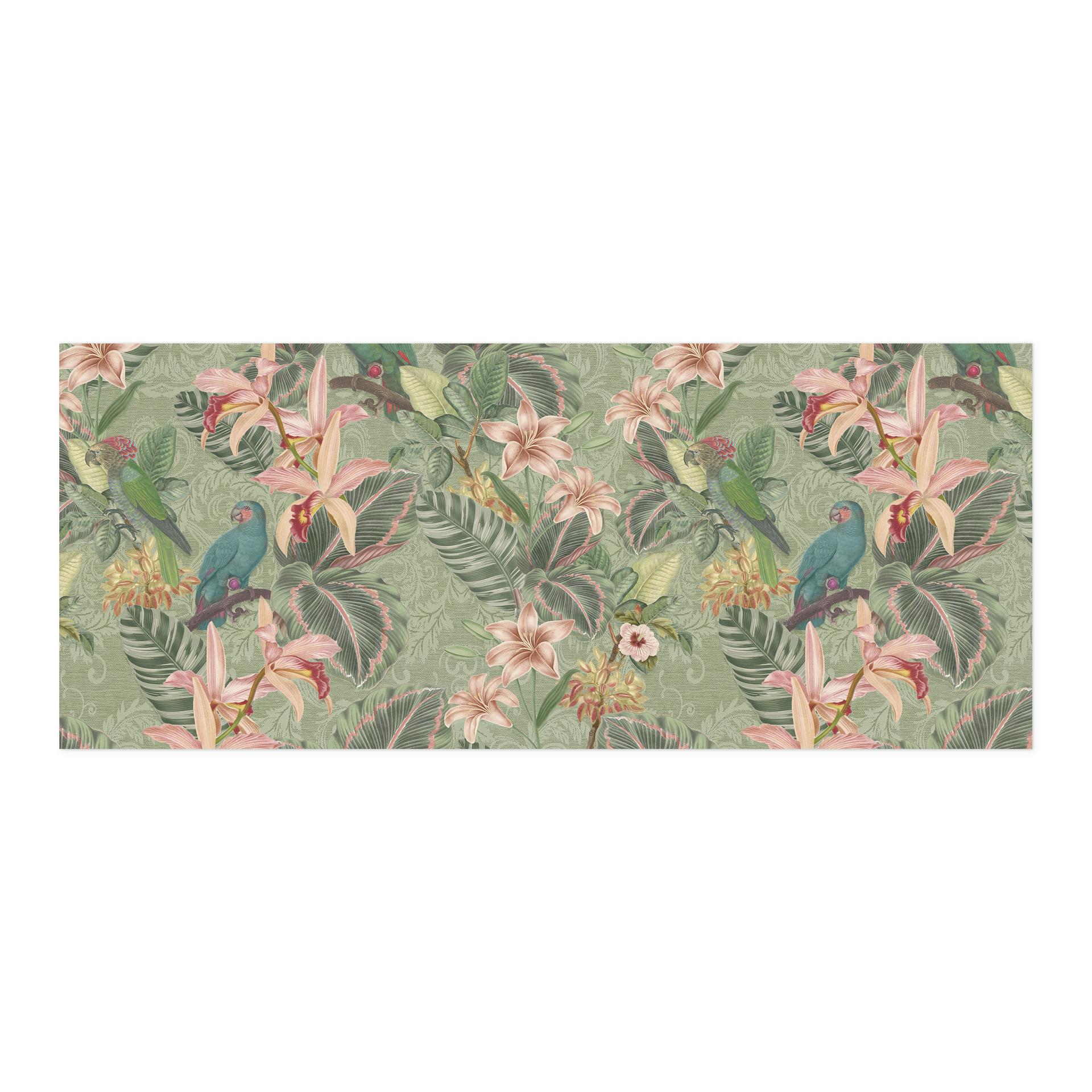 Salpicadero de cocina autoadhesivo jungla con loros verde - Bloomery Decor