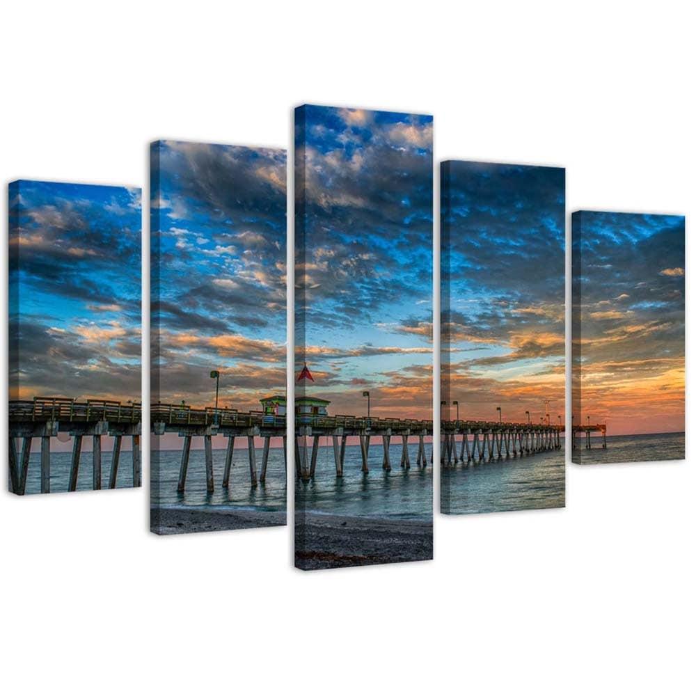 5 stykke lærredstryk, Sunset Pier