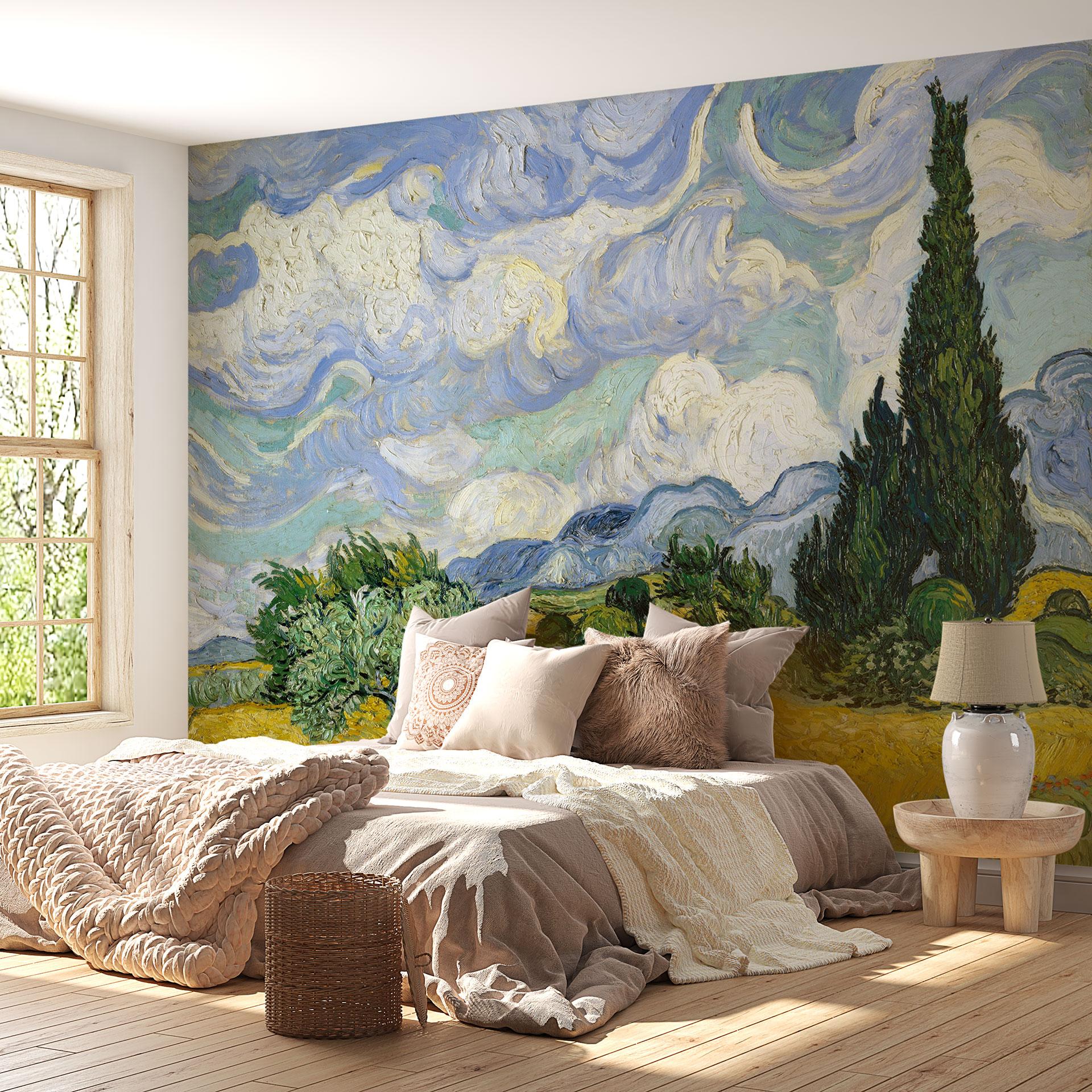 Fototapet Van Gogh - Hvedemark med cypresser