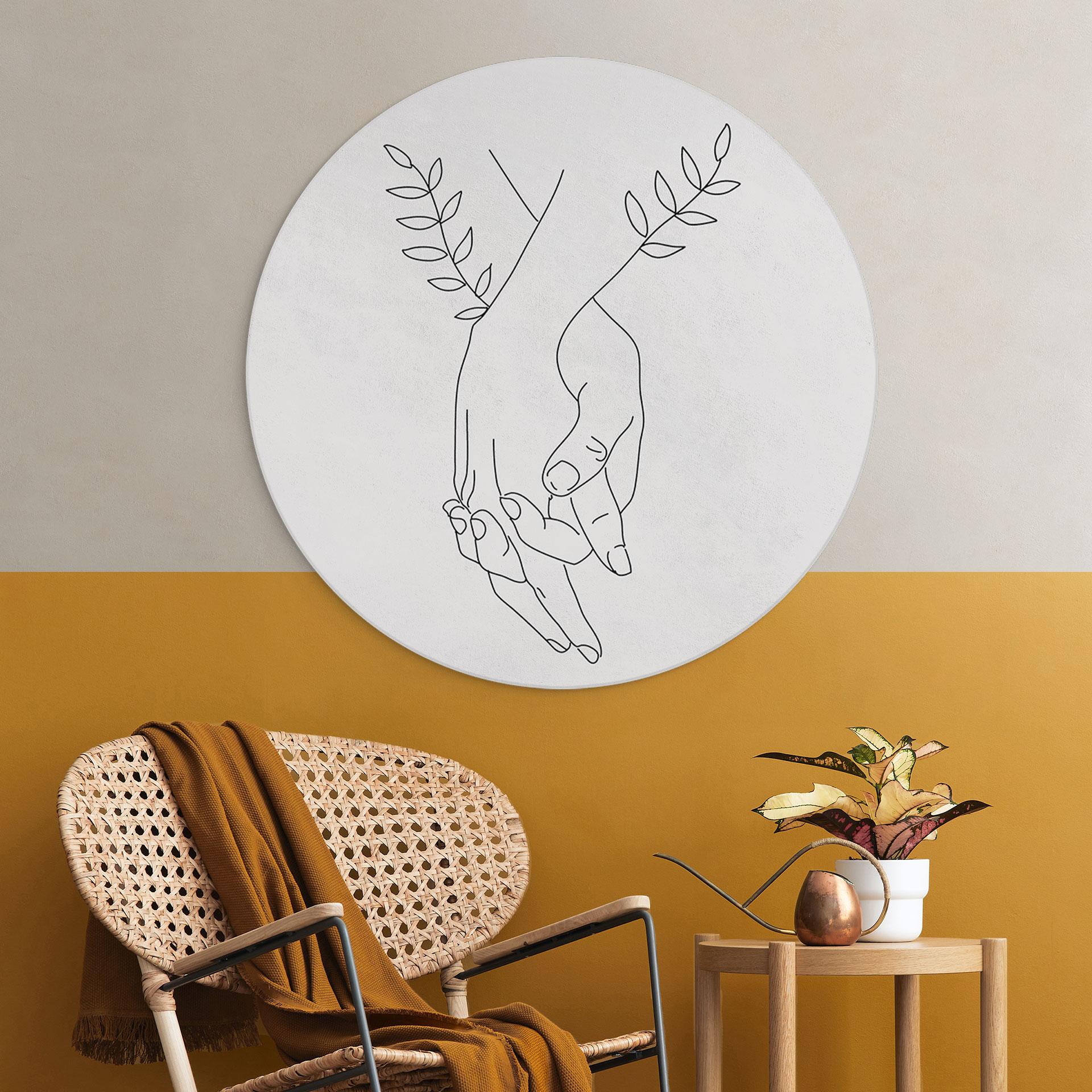 vægdekoration Line Art - Elskende, der holder hinanden i hånden - Lizde – print på aluminium