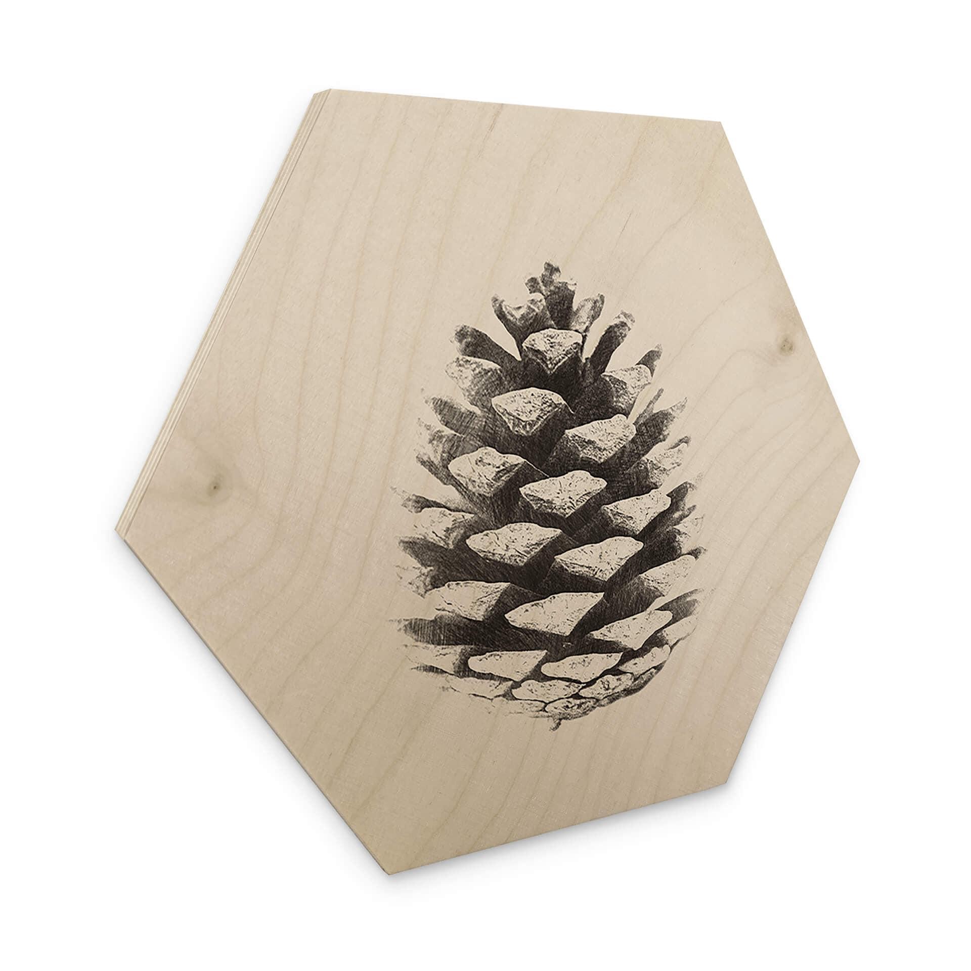 Hexagon Hout Dennenappels