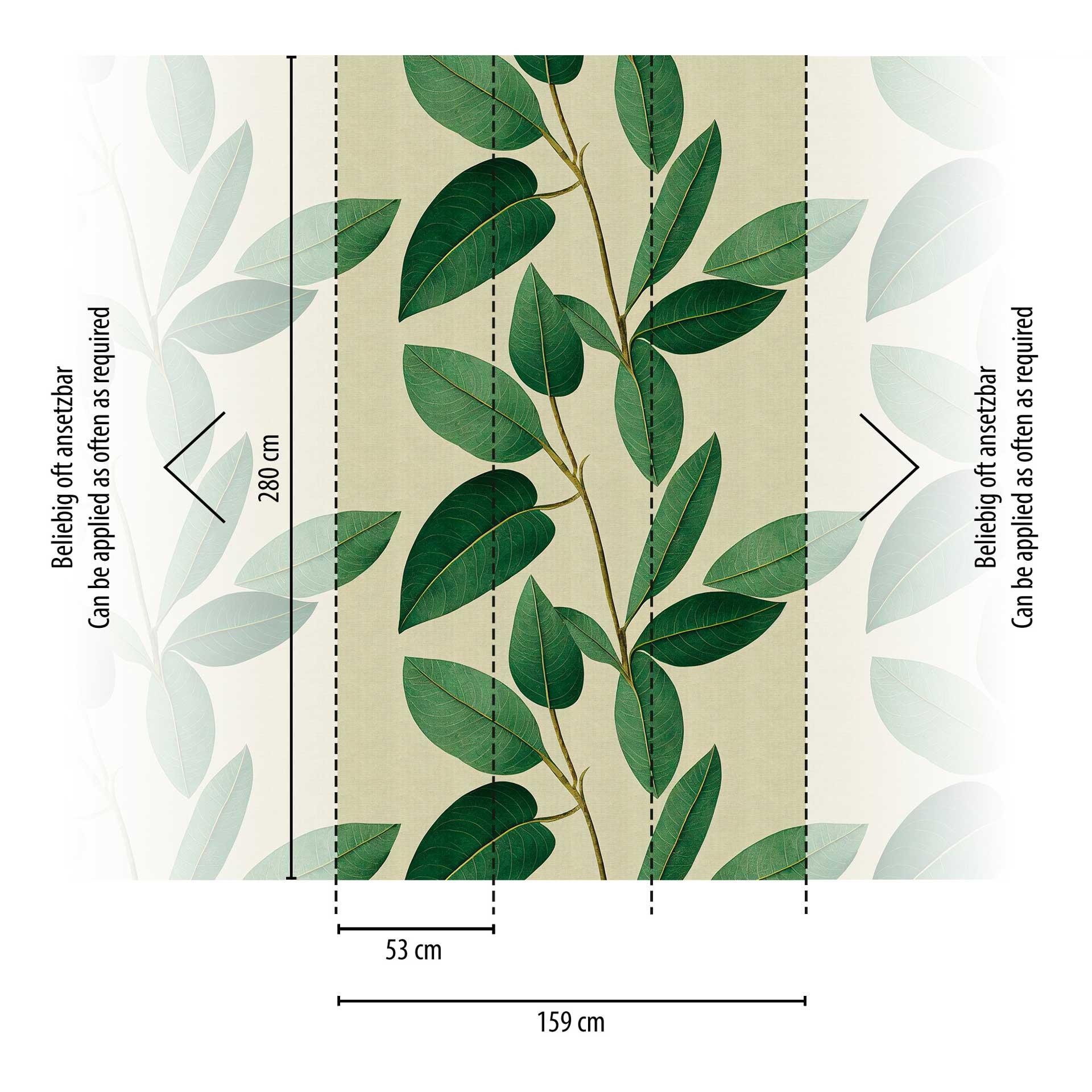 behang met grote bladeren in groene tinten - plantenmotief - modern vliesbehang