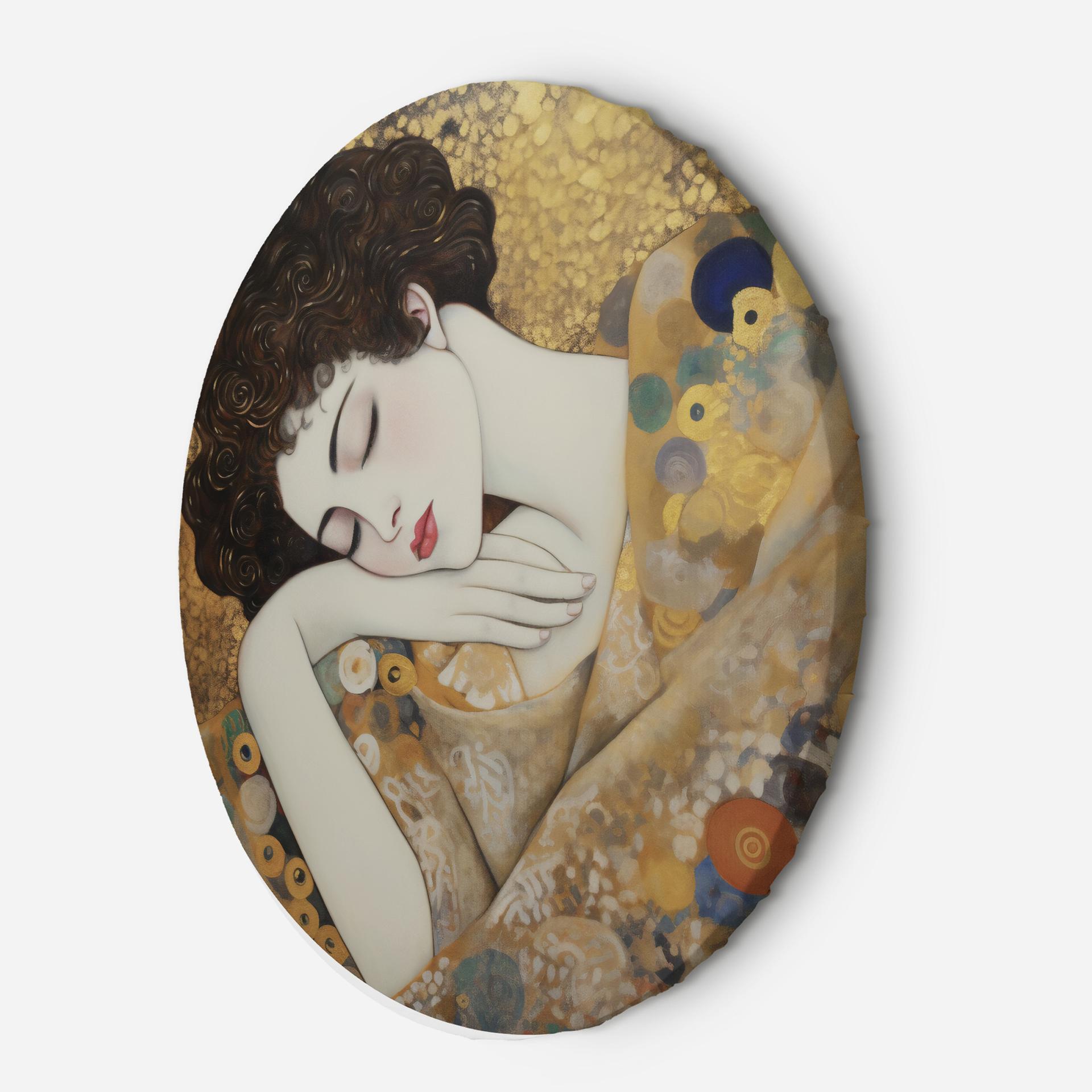 Rundt lærredsbillede - Kvindeansigt - G. Klimt