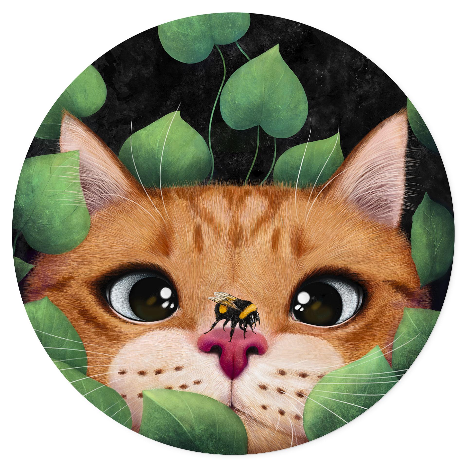 Kinderkamer Muursticker Lieve kat in de struik - Korenkova - Rond