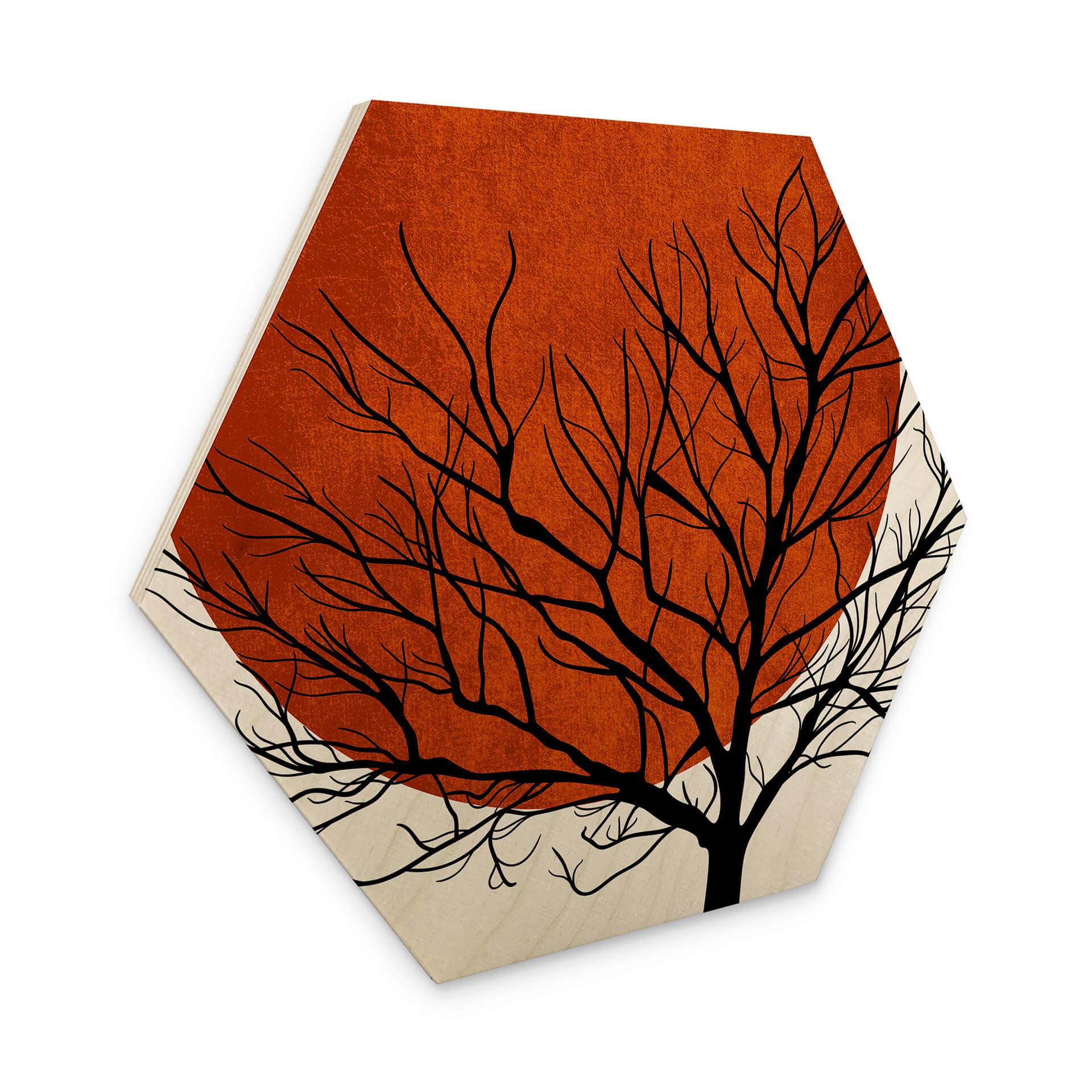Hexagon Hout berkenfineer - Kubistika - Warm Sunset