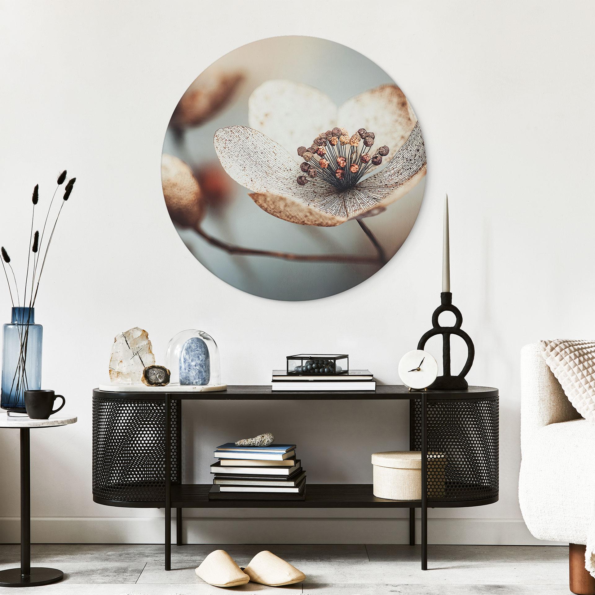 Billede Boho tørret blomst makro - Treechild - rund – print på aluminium (Alu-Dibond)