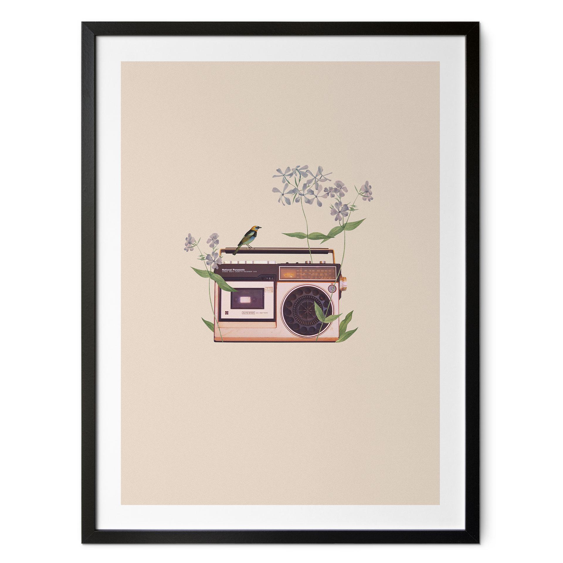 Poster Retro Radio blommig - Frida Floral Studio