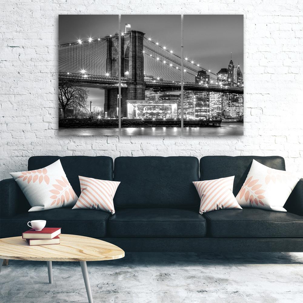 3 stykke lærredstryk, Manhattan Brooklyn Bridge New York
