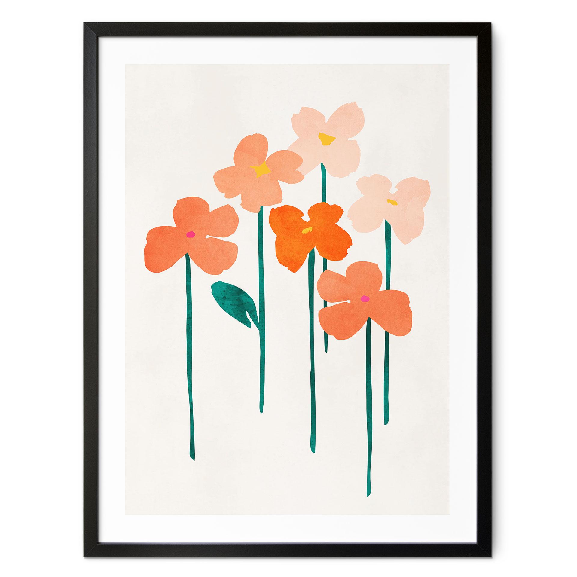 Plakat Små blomster i ferskenfarver - Kubistika