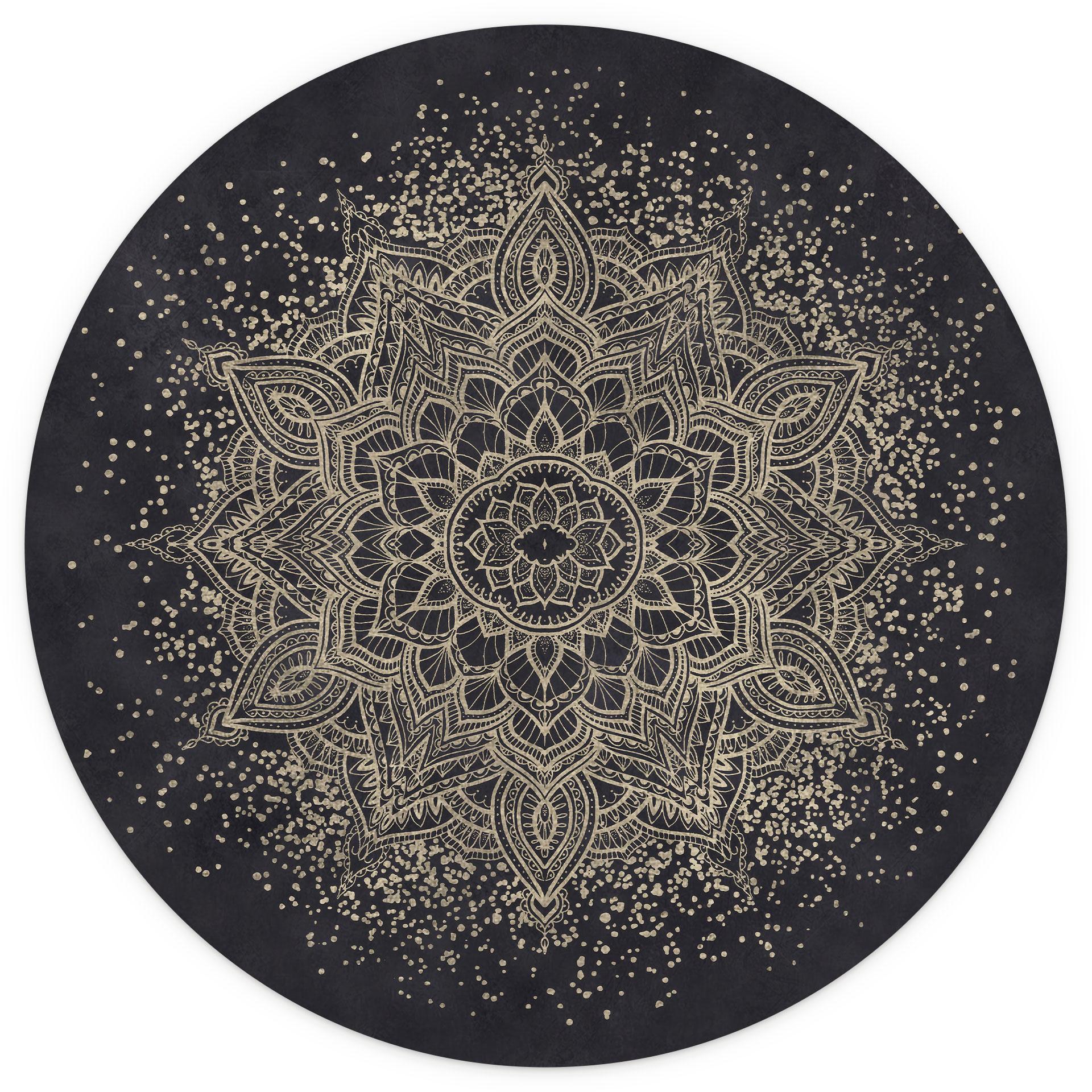 Elegant mandala zwart-goud Fotobehang - Bloomery Decor - Rond - vliesbehang/zelfklevend vliesbehang