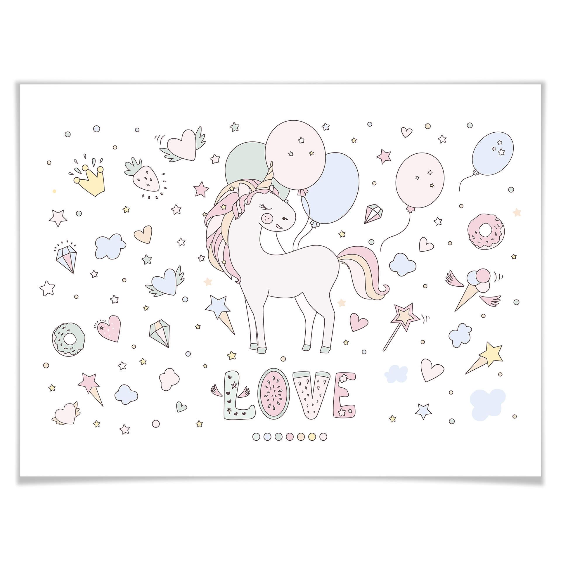 Poster Kvilis - Unicorn Love - Balloons