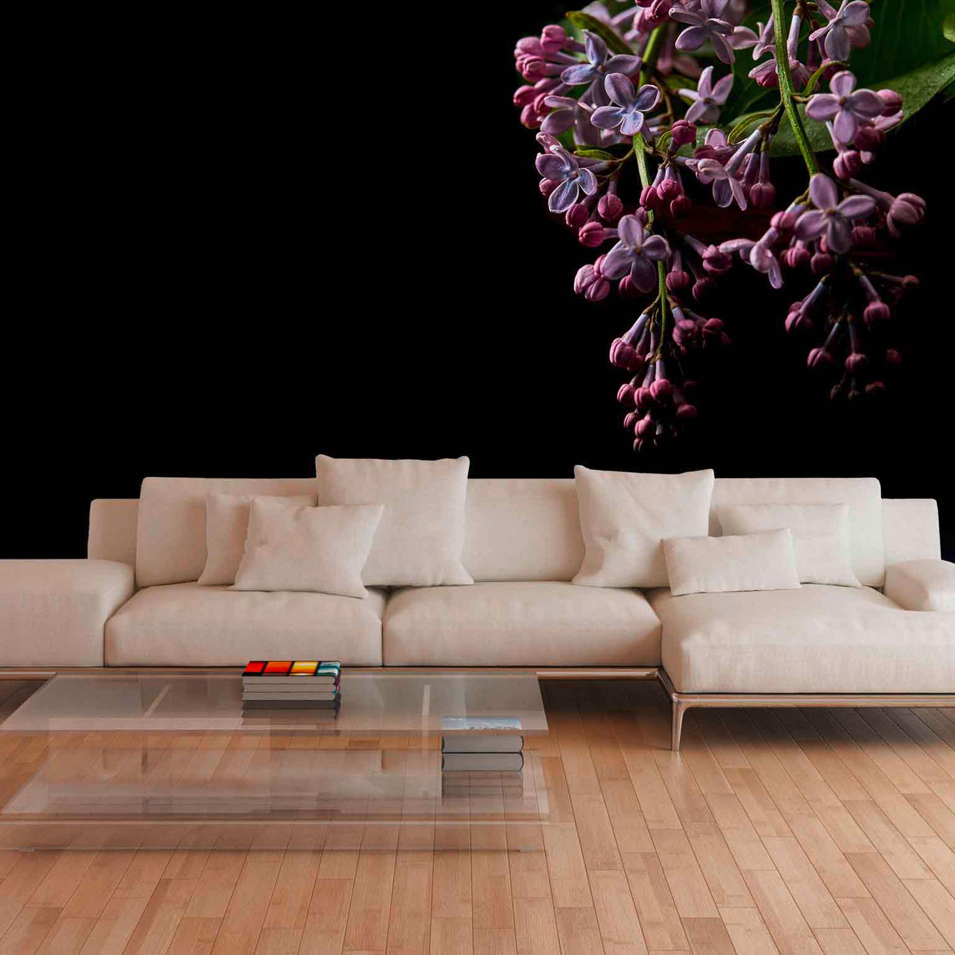 DarkFlowers1 blomstertapet sortlilla - non-woven tapet Designwalls 2 - 2,55 x 3,5 m