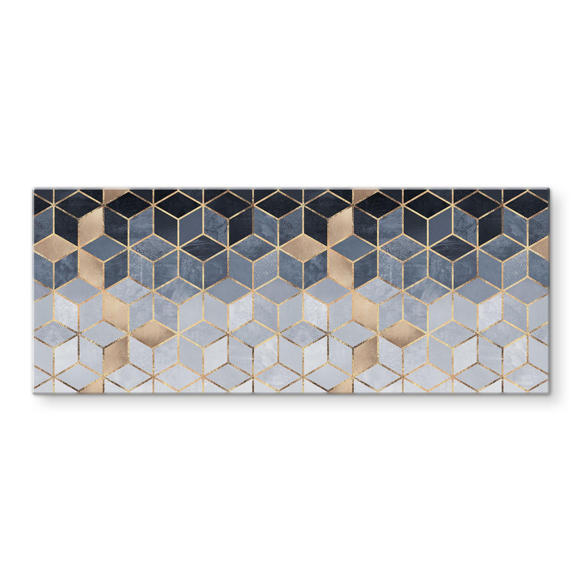 Spatscherm Fredriksson Blue Geometry - panorama