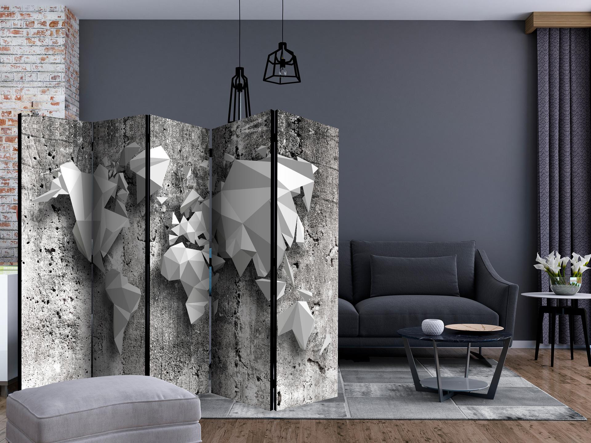 Divisorio - Mappamondo: Origami , 5 pezzi - 225x172 cm
