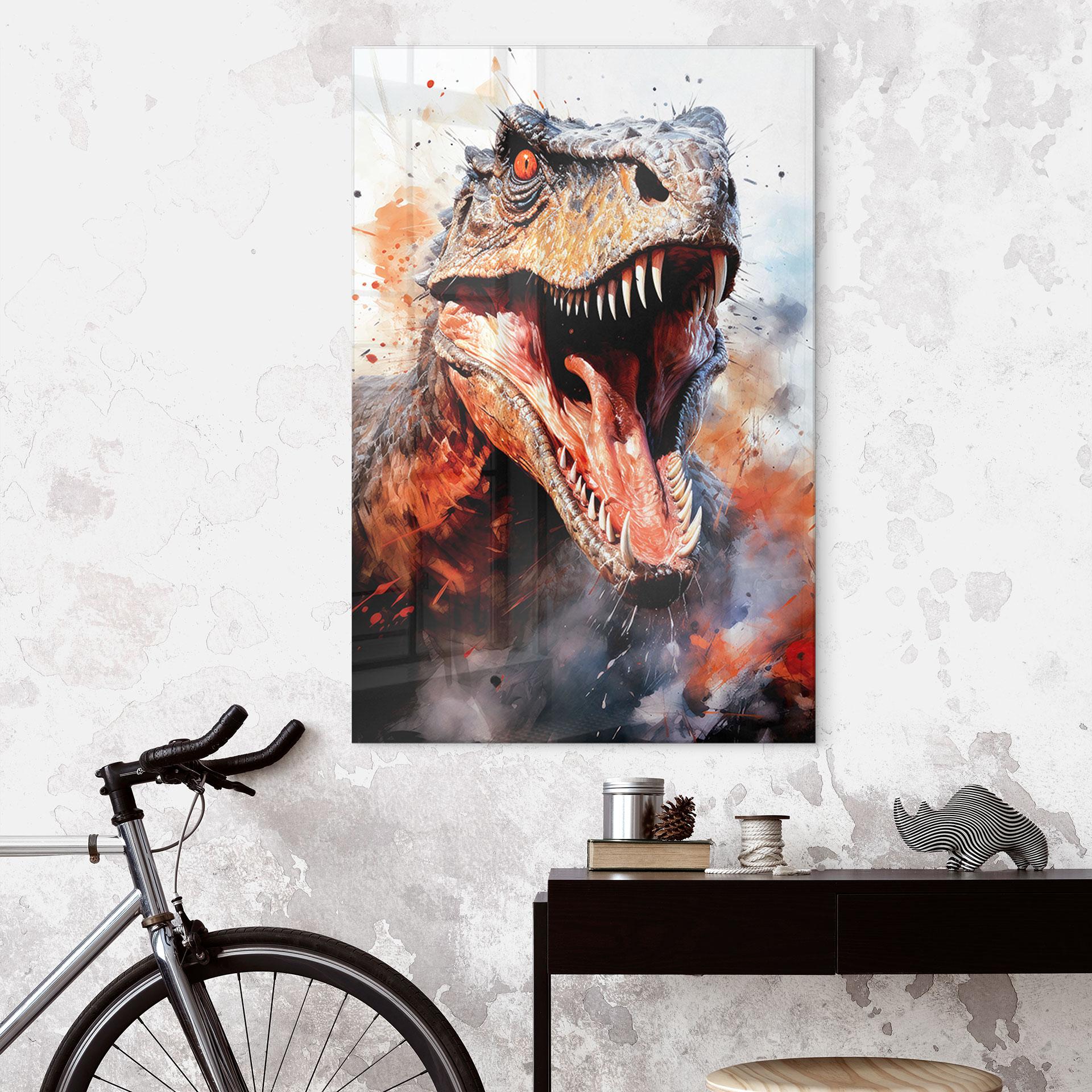 Akrylbillede T-Rex: Det vilde ansigt fra forhistorisk tid - Jaszke